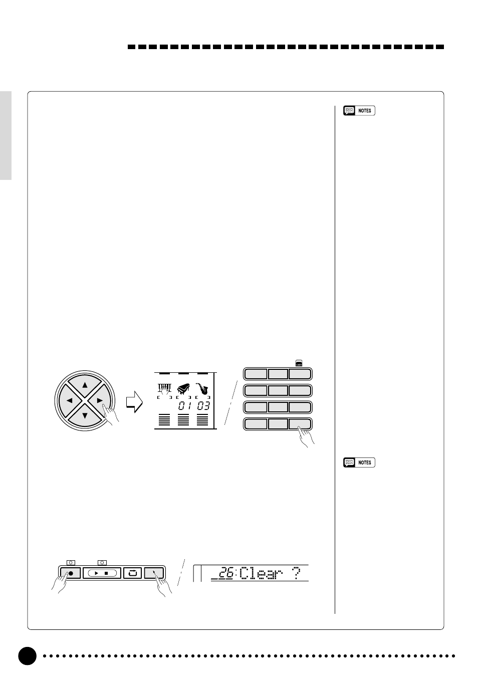 Song recording, Clear, Voice & volume rewrite | Clearing the song tracks | Yamaha PSR-520 User Manual | Page 55 / 102