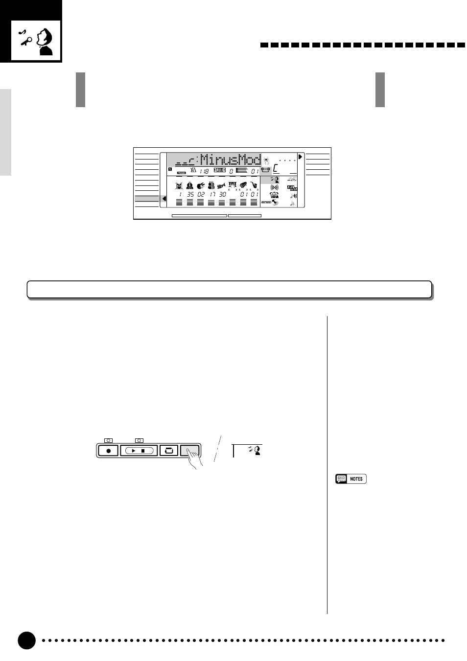 Practice features, The minus one mode, Minusmod | Specifying the parts to be turned on or off | Yamaha PSR-520 User Manual | Page 65 / 102
