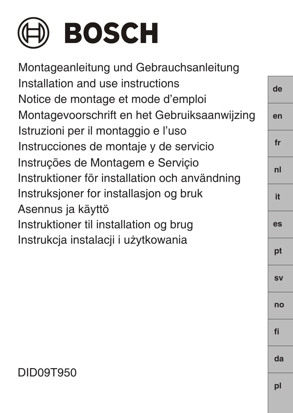 Bosch DID09T950 Edelstahl 90 cm breit Deckenlüftung User Manual | 124 pages