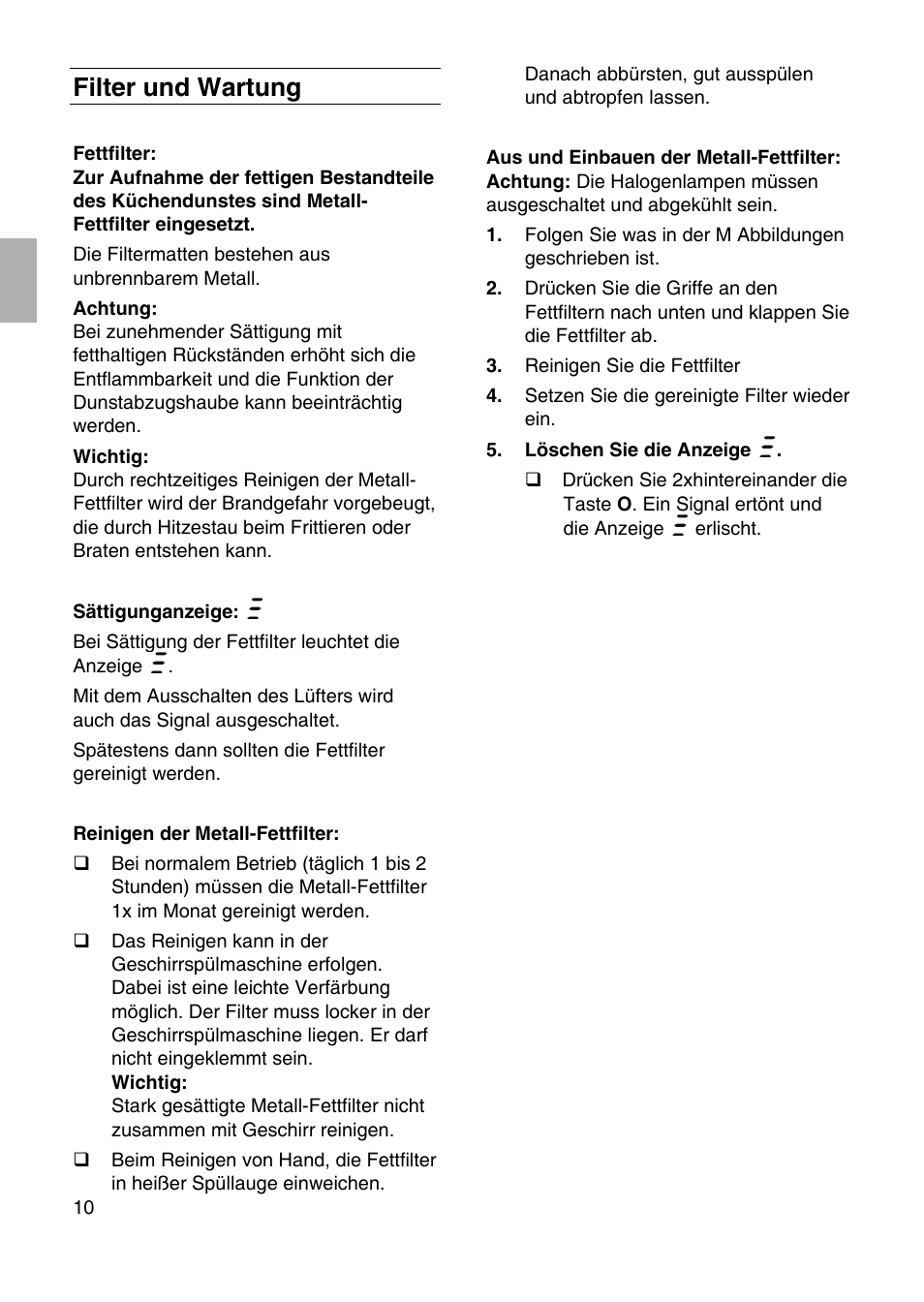 Filter und wartung | Bosch DID09T950 Edelstahl 90 cm breit Deckenlüftung User Manual | Page 10 / 124