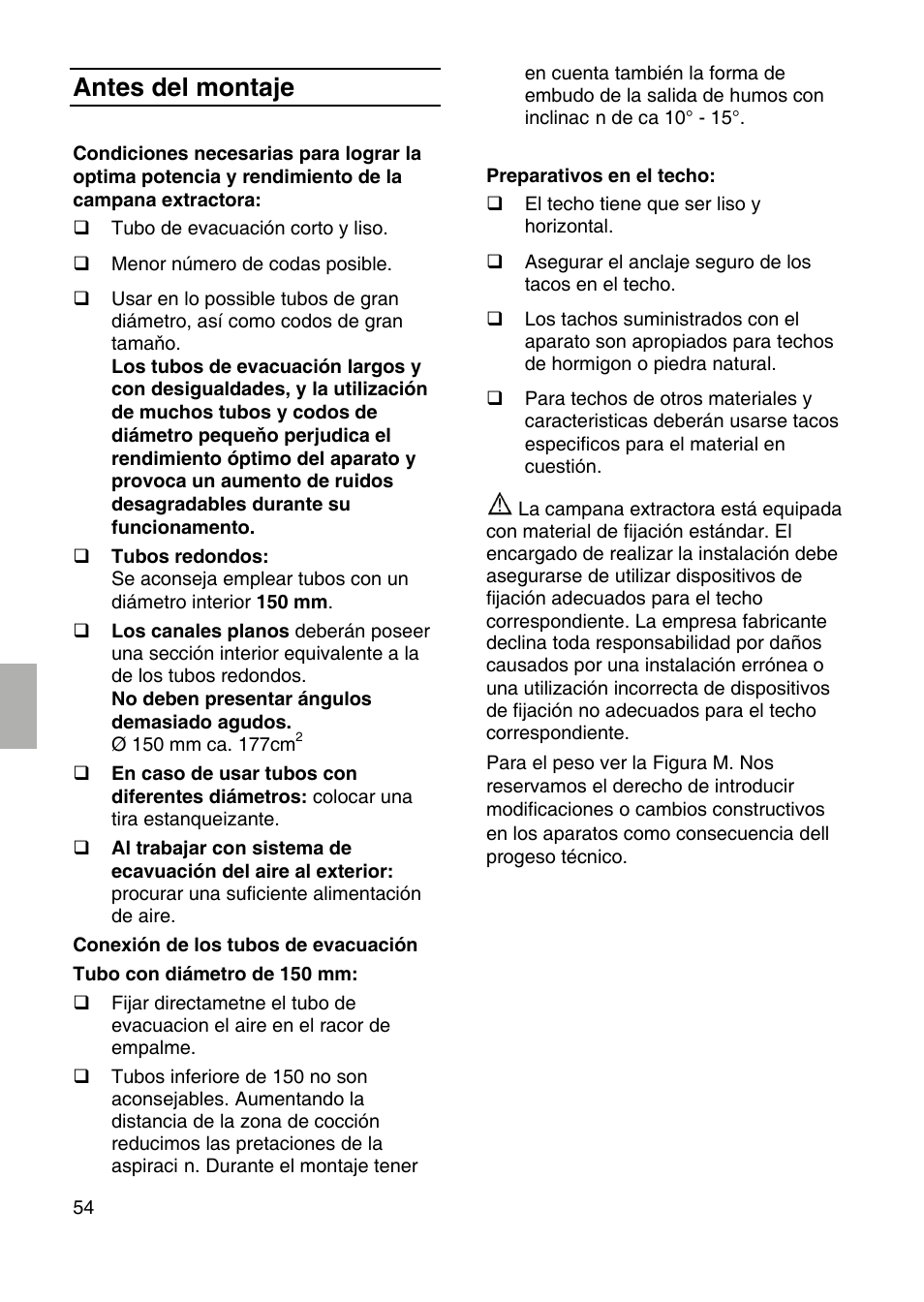 Antes del montaje | Bosch DID09T950 Edelstahl 90 cm breit Deckenlüftung User Manual | Page 54 / 124