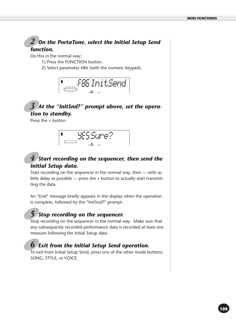 Initsend, Sure | Yamaha PSR-340 User Manual | Page 109 / 128