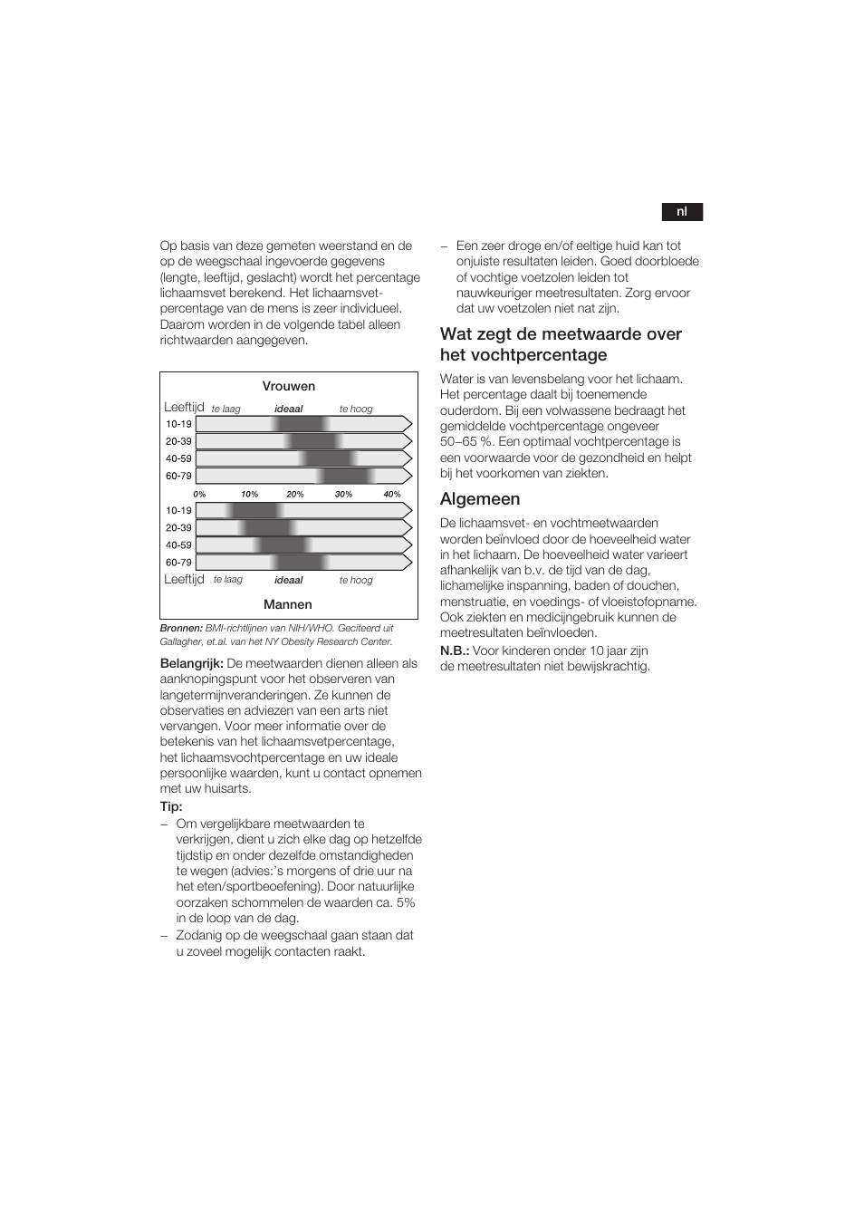 Wat zegt de meetwaarde over het vochtpercentage, Algemeen | Bosch PPW3120 Analysewaage elektronisch axxence easy coach User Manual | Page 20 / 77