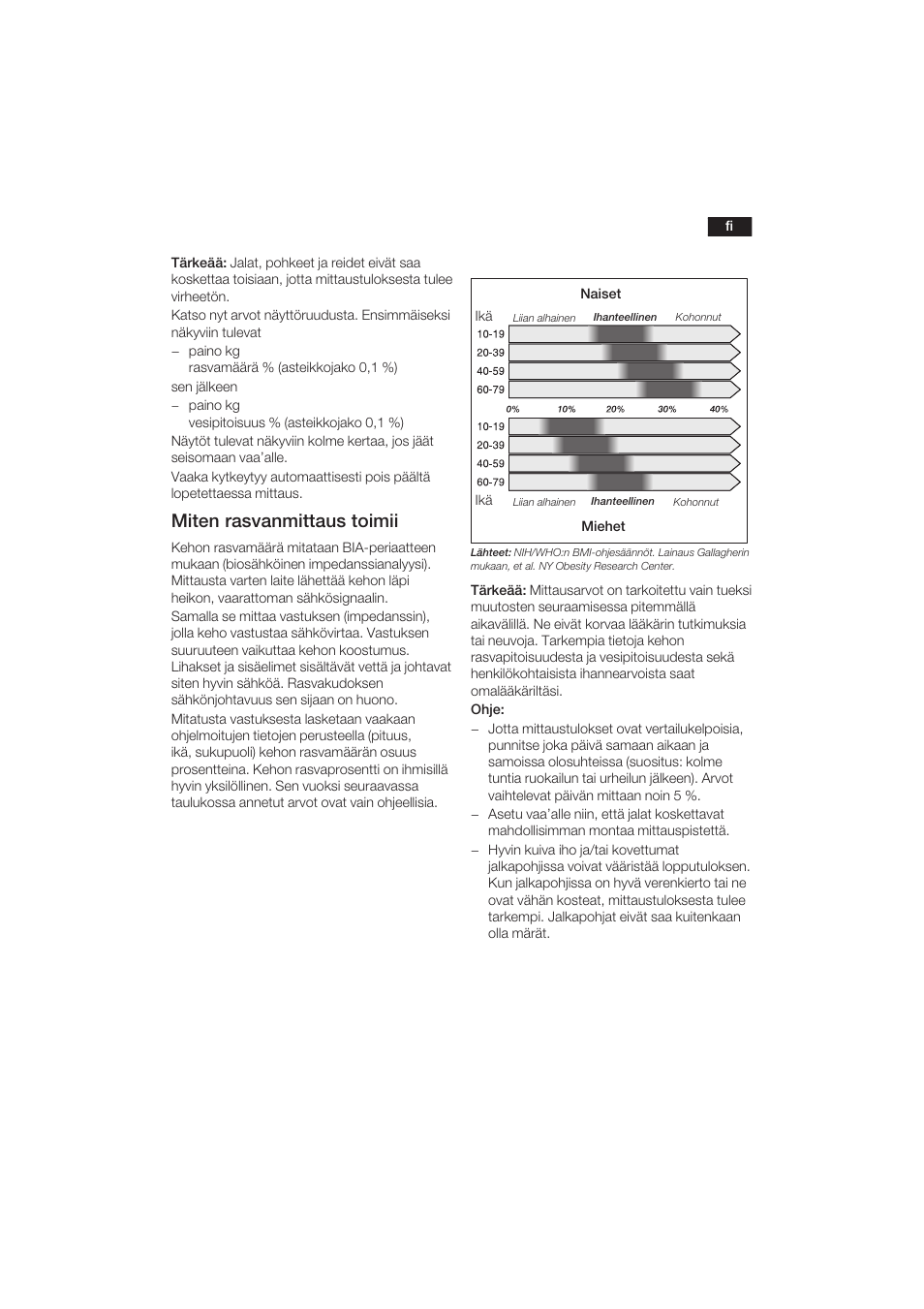 Miten rasvanmittaus toimii | Bosch PPW3120 Analysewaage elektronisch axxence easy coach User Manual | Page 34 / 77