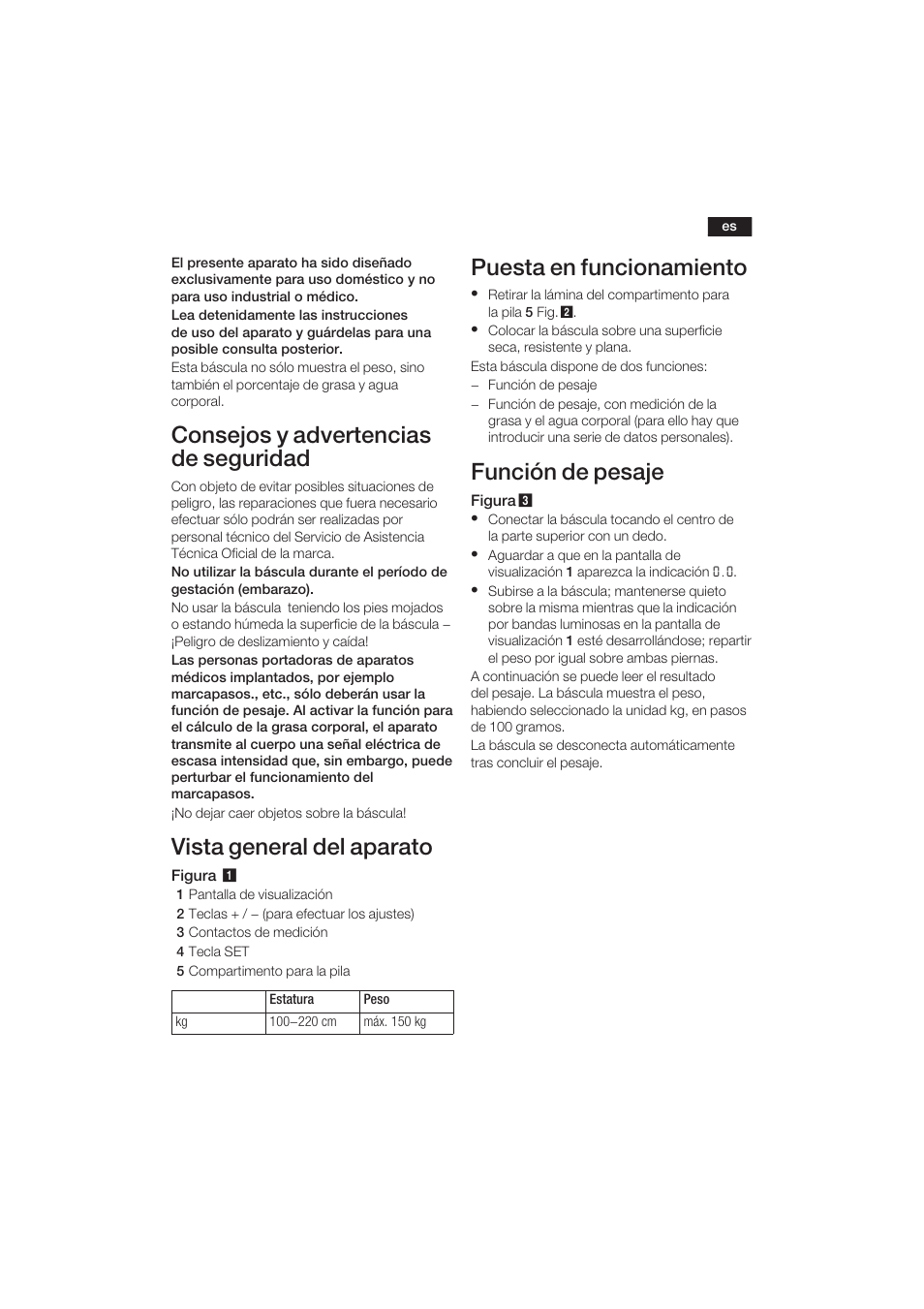 Consejos y advertencias de seguridad, Vista general del aparato, Puesta en funcionamiento | Función de pesaje | Bosch PPW3120 Analysewaage elektronisch axxence easy coach User Manual | Page 36 / 77