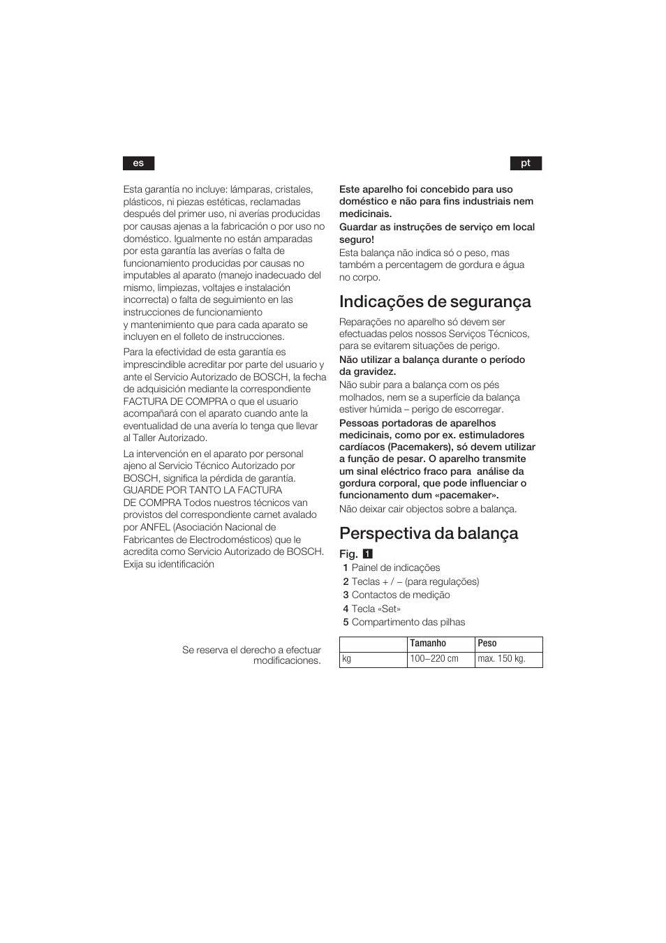 Indicações de segurança, Perspectiva da balança | Bosch PPW3120 Analysewaage elektronisch axxence easy coach User Manual | Page 40 / 77