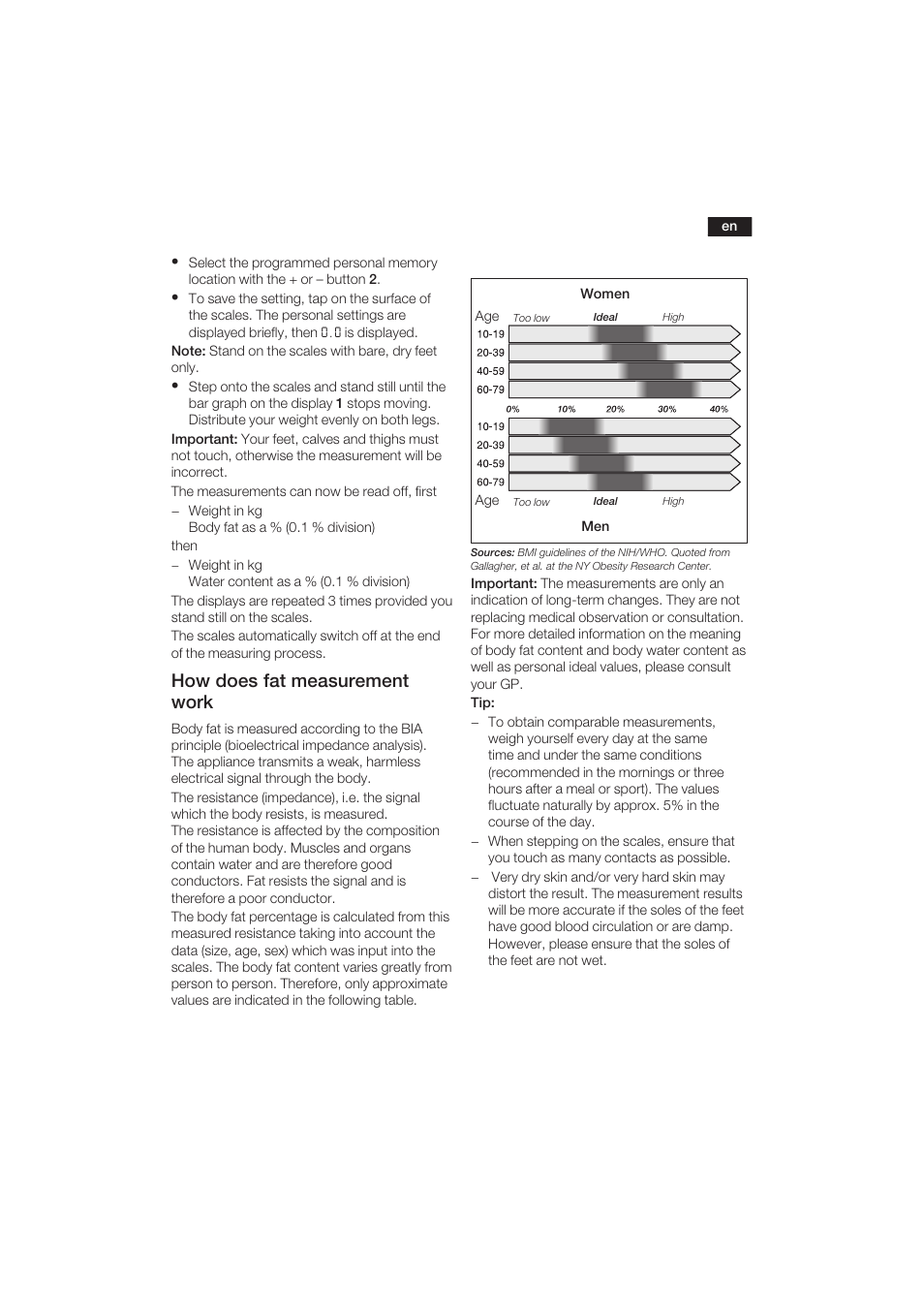 How does fat measurement work | Bosch PPW3120 Analysewaage elektronisch axxence easy coach User Manual | Page 8 / 77