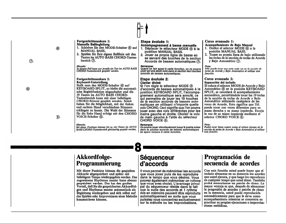 Chord sequence programming . 15, Chord sequence programming | Yamaha PSR-36 User Manual | Page 17 / 28