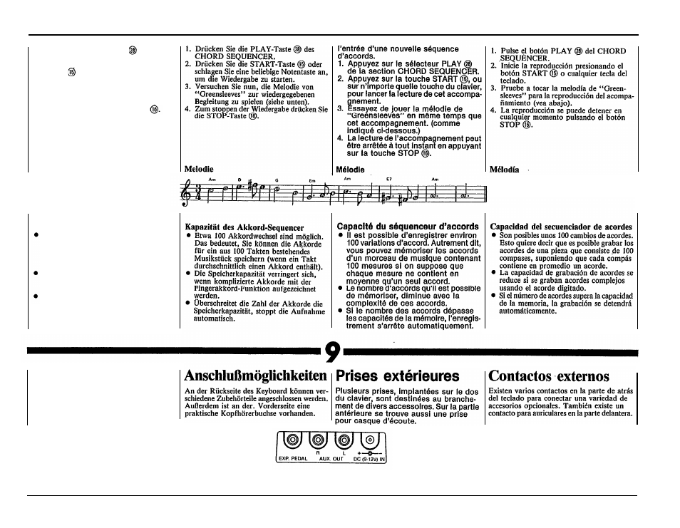 External jacks | Yamaha PSR-36 User Manual | Page 19 / 28