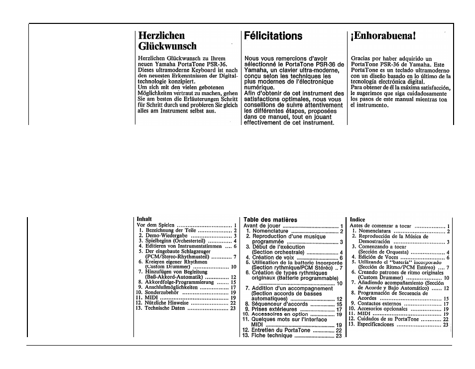 Yamaha PSR-36 User Manual | Page 2 / 28