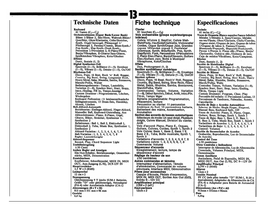 Specifications | Yamaha PSR-36 User Manual | Page 25 / 28