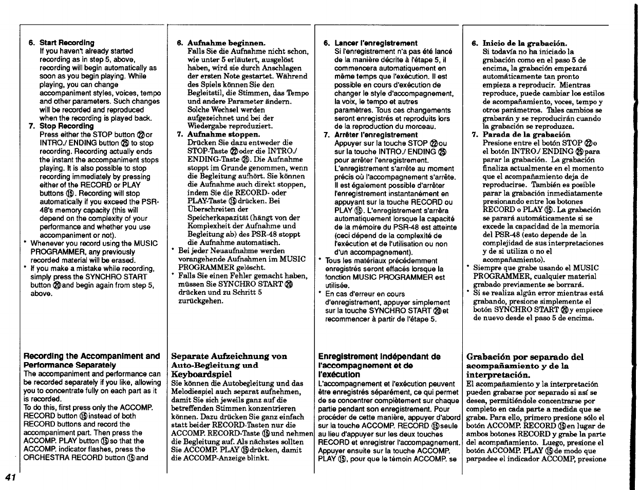 Yamaha PSR-48 User Manual | Page 42 / 45