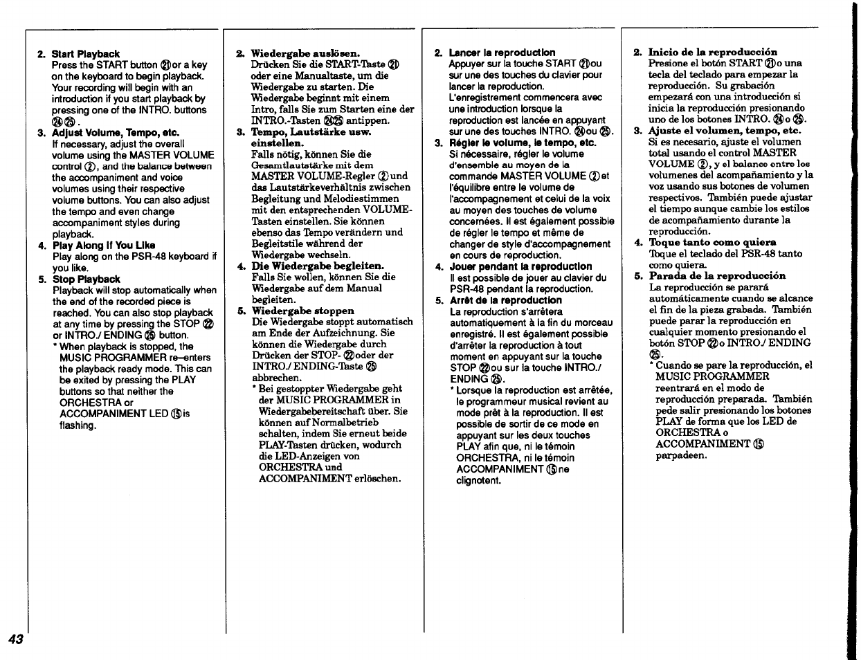 Yamaha PSR-48 User Manual | Page 44 / 45