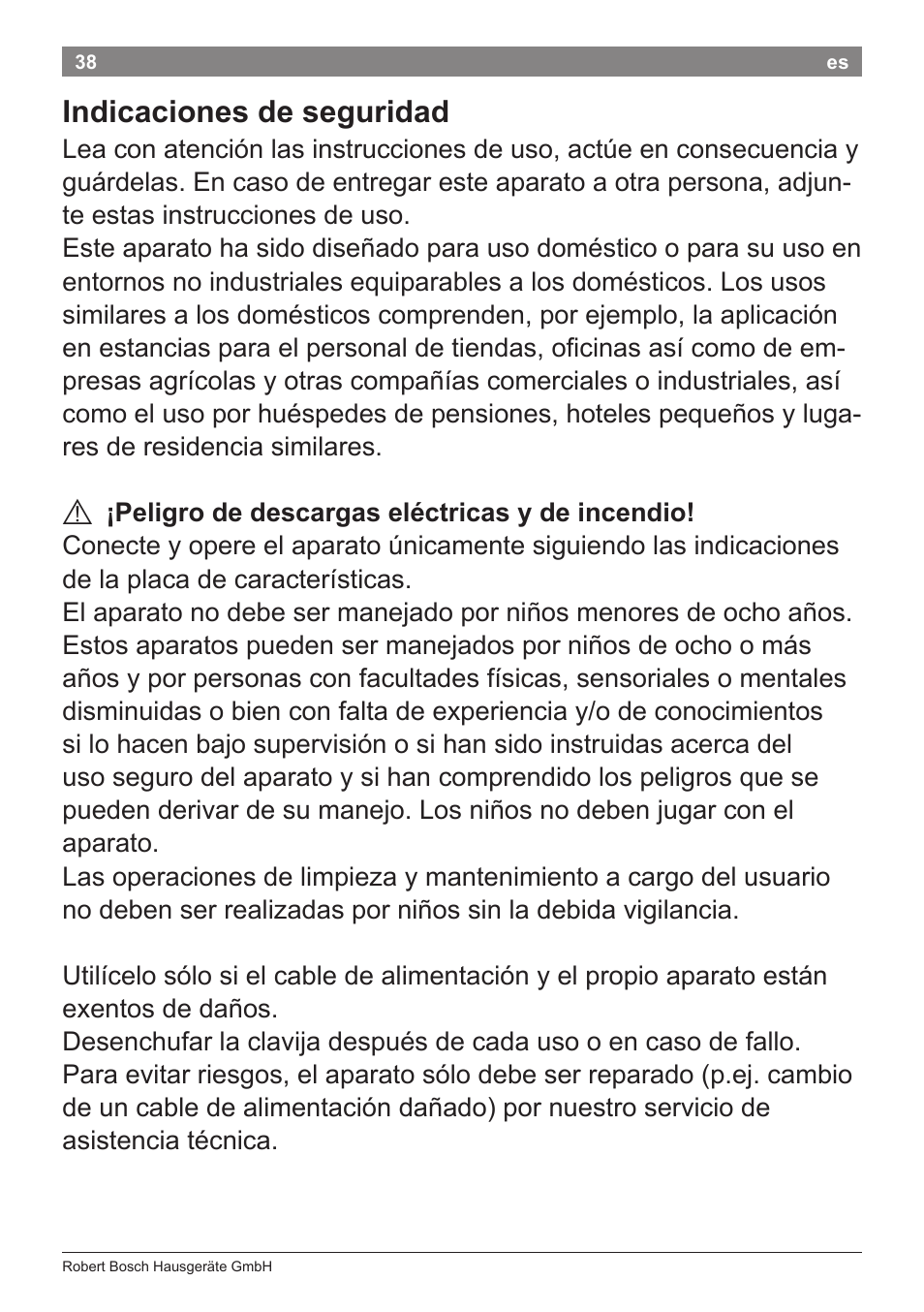 Indicaciones de seguridad | Bosch PHA2112 Warmluftstylingbürste PureStyle User Manual | Page 40 / 84