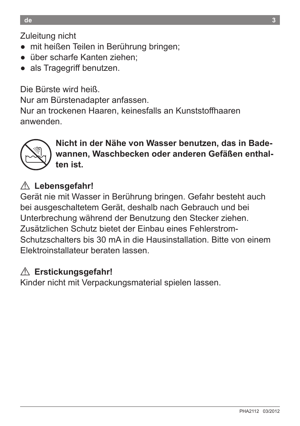 Bosch PHA2112 Warmluftstylingbürste PureStyle User Manual | Page 5 / 84
