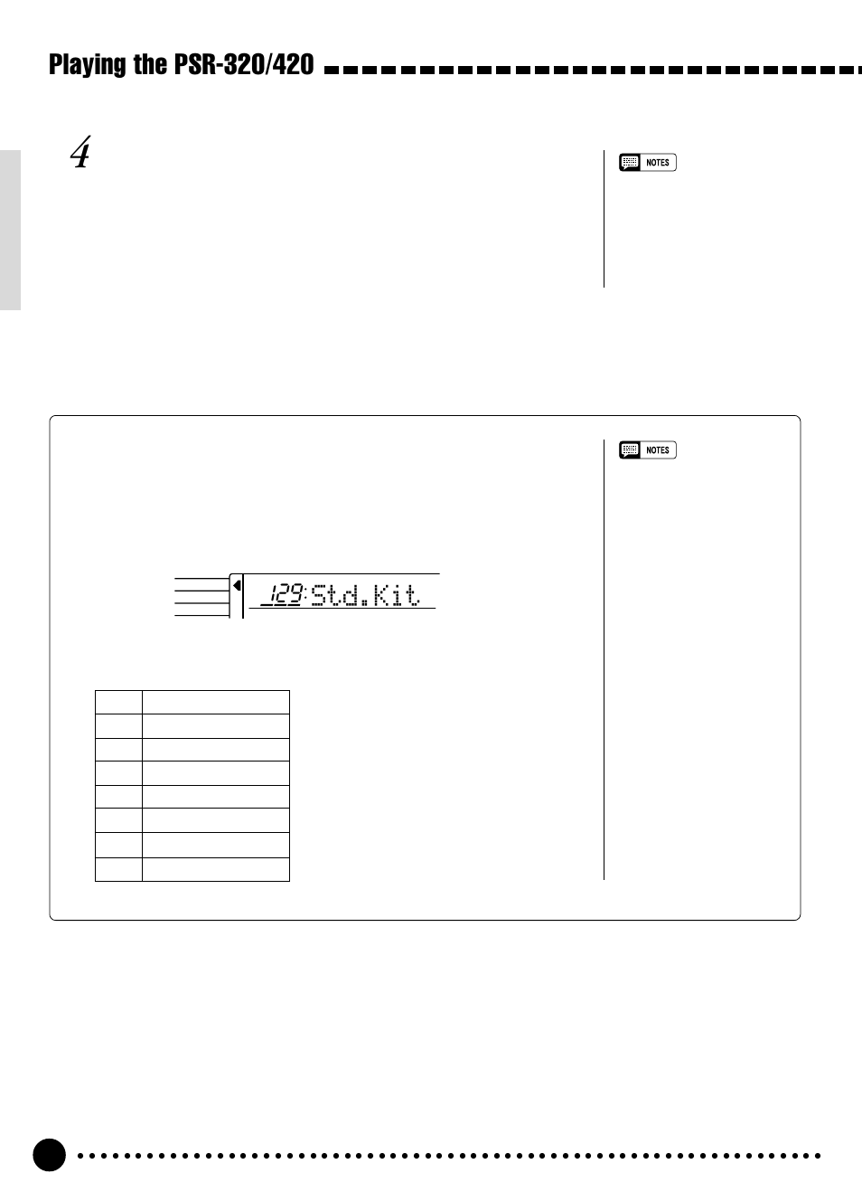 Std.kit, Play & adjust volume, Keyboard percussion | Yamaha PSR-320 User Manual | Page 15 / 73