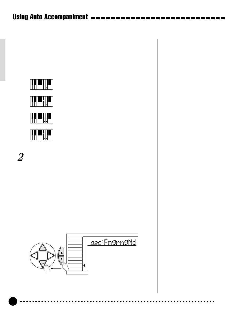 Using auto accompaniment, Fngrngmd | Yamaha PSR-320 User Manual | Page 23 / 73