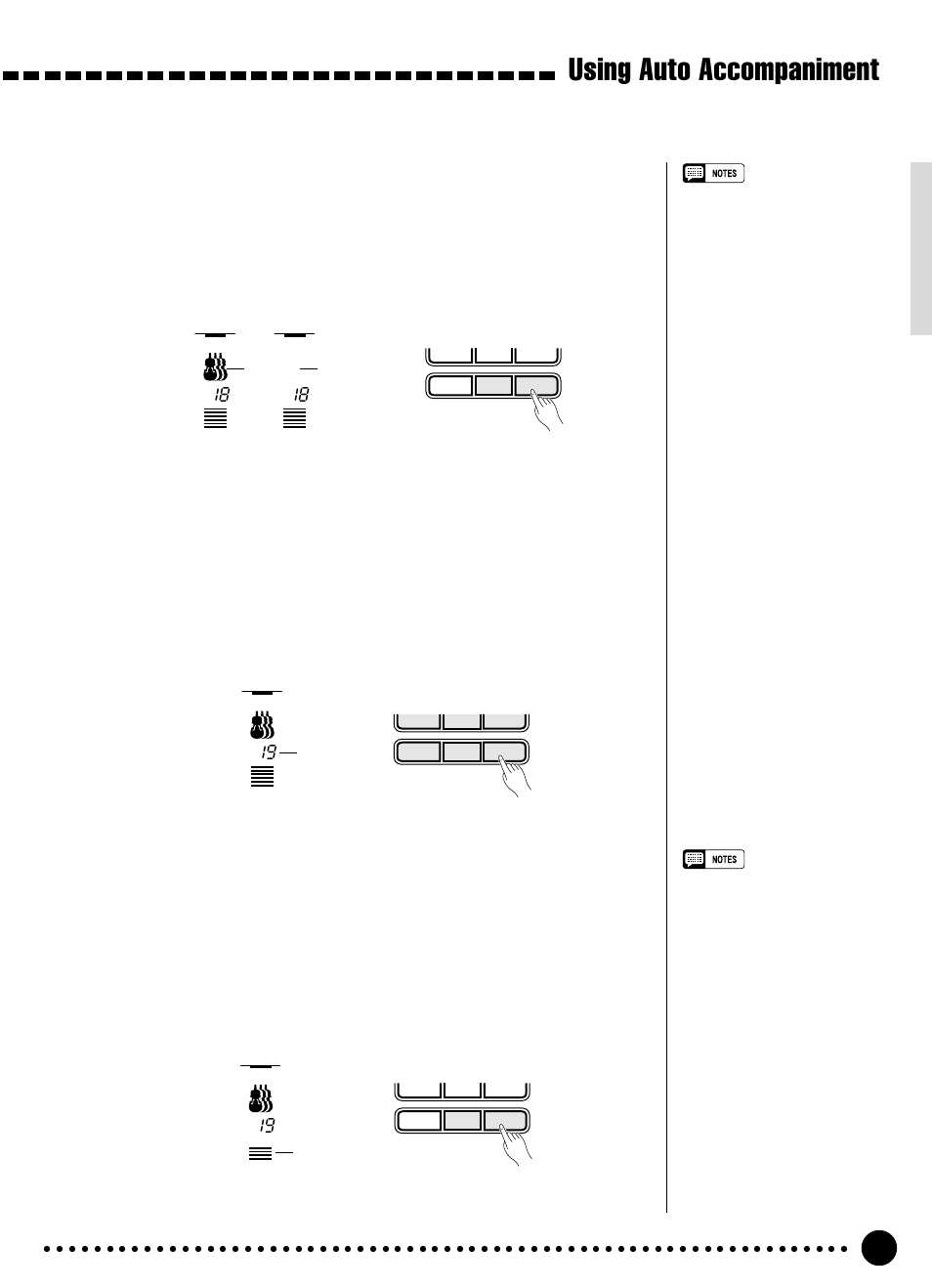 Using auto accompaniment, Muting individual tracks, Changing accompaniment track voices | Adjusting accompaniment track volume | Yamaha PSR-320 User Manual | Page 30 / 73