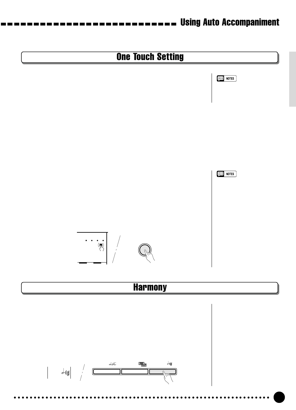 Using auto accompaniment one touch setting harmony | Yamaha PSR-320 User Manual | Page 32 / 73