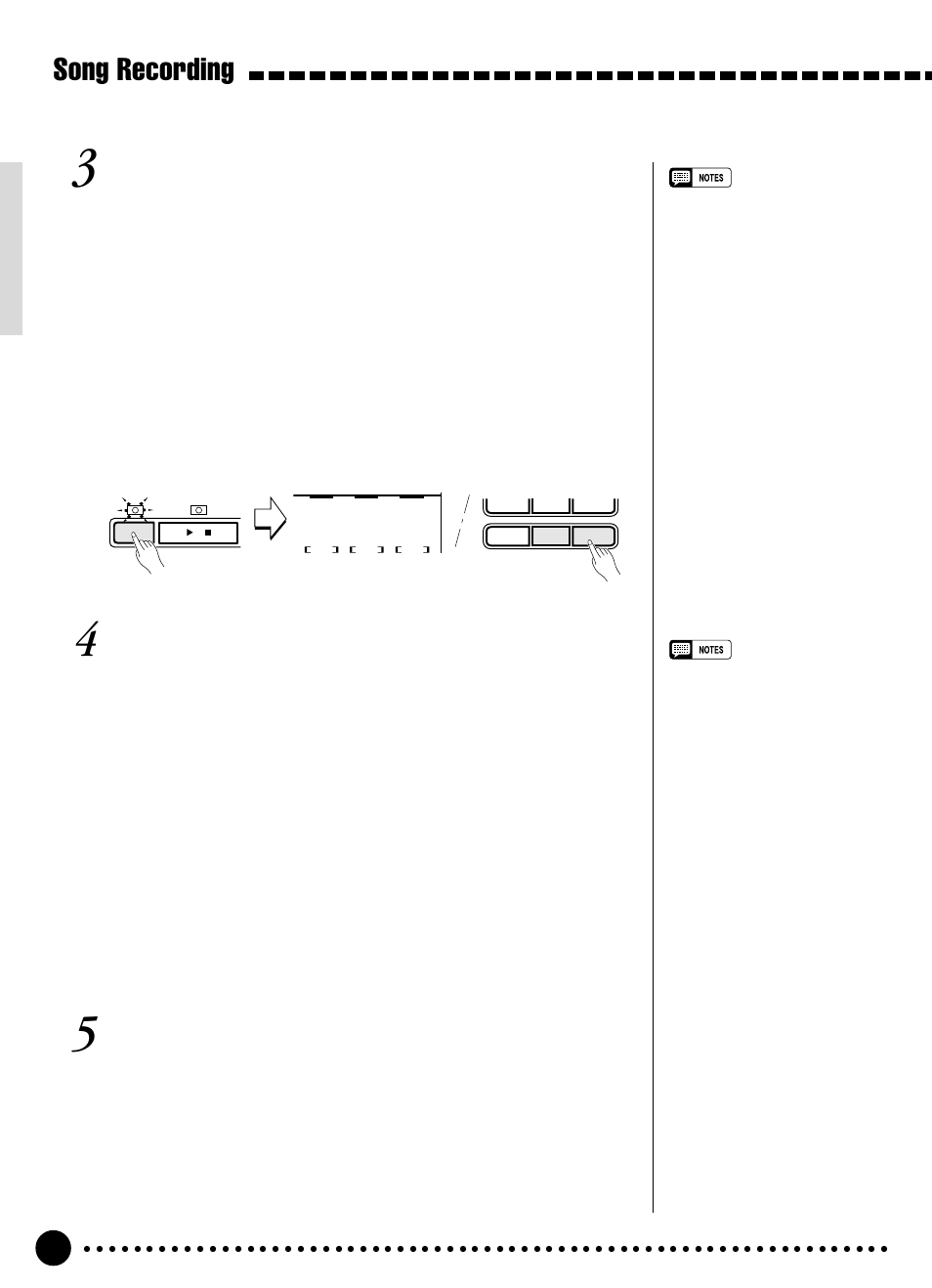 Song recording, Engage the accomp/melody track record ready mode, Record | Stop recording | Yamaha PSR-320 User Manual | Page 39 / 73