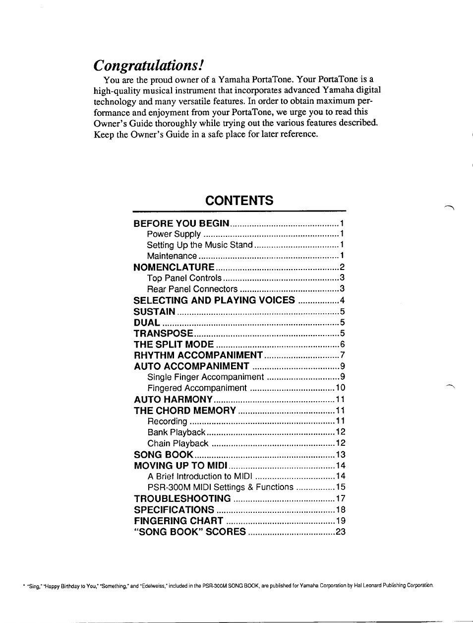 Yamaha PSR-300m User Manual | Page 2 / 39