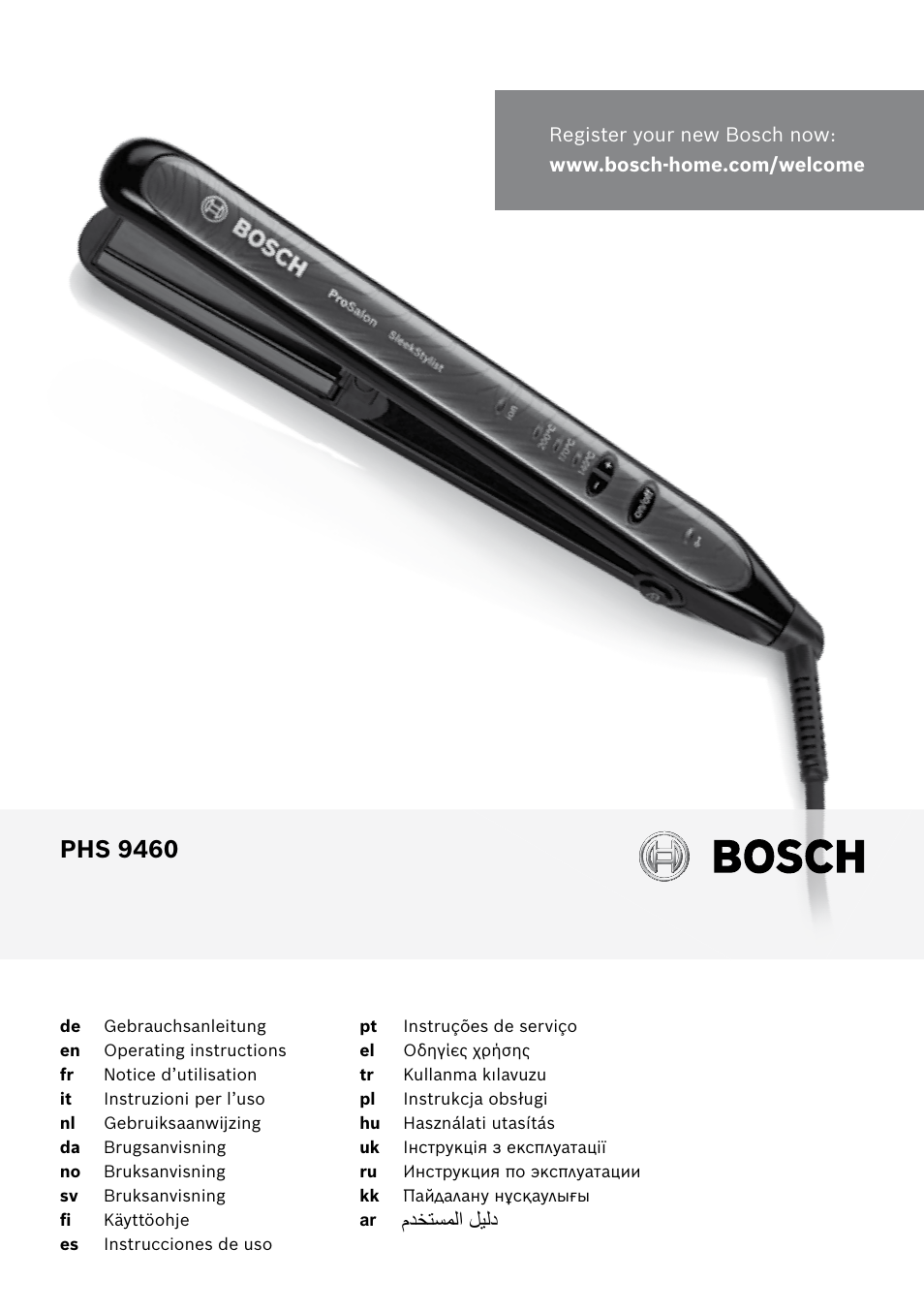 Bosch PHS9460 Haarglätter ProSalon SleekStylist User Manual | 116 pages