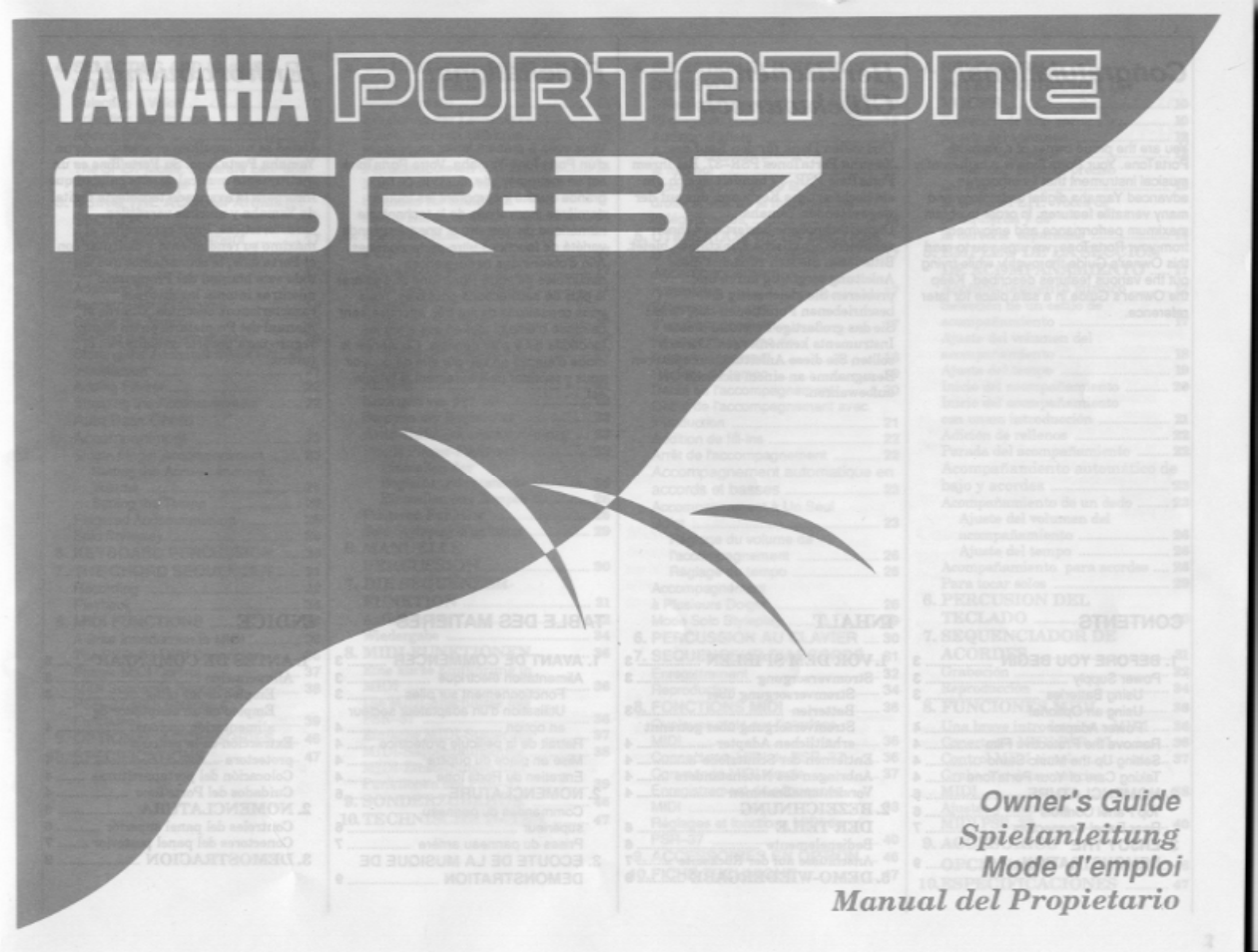 Yamaha PSR-37 User Manual | 30 pages