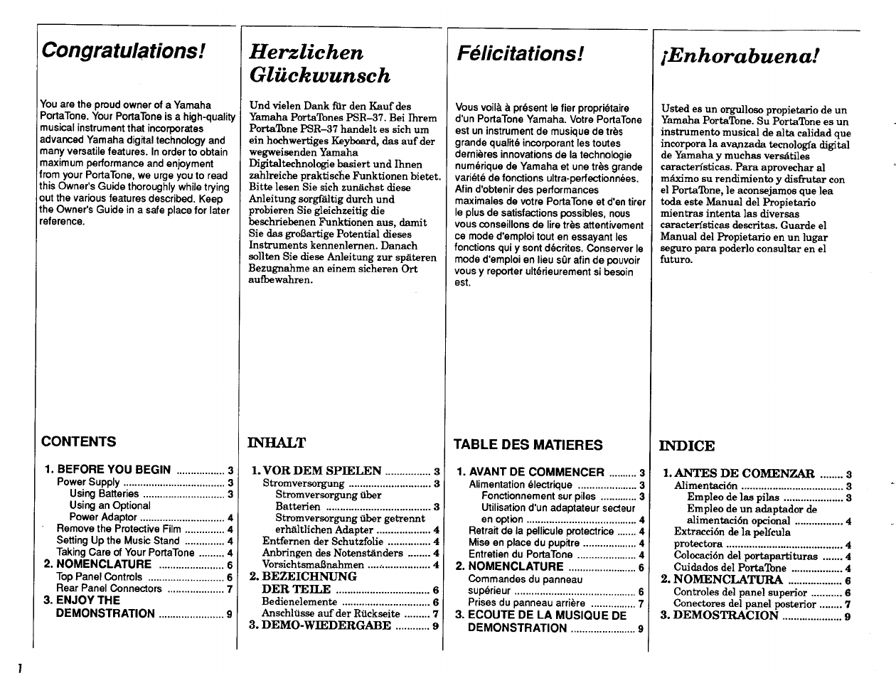 Yamaha PSR-37 User Manual | Page 2 / 30