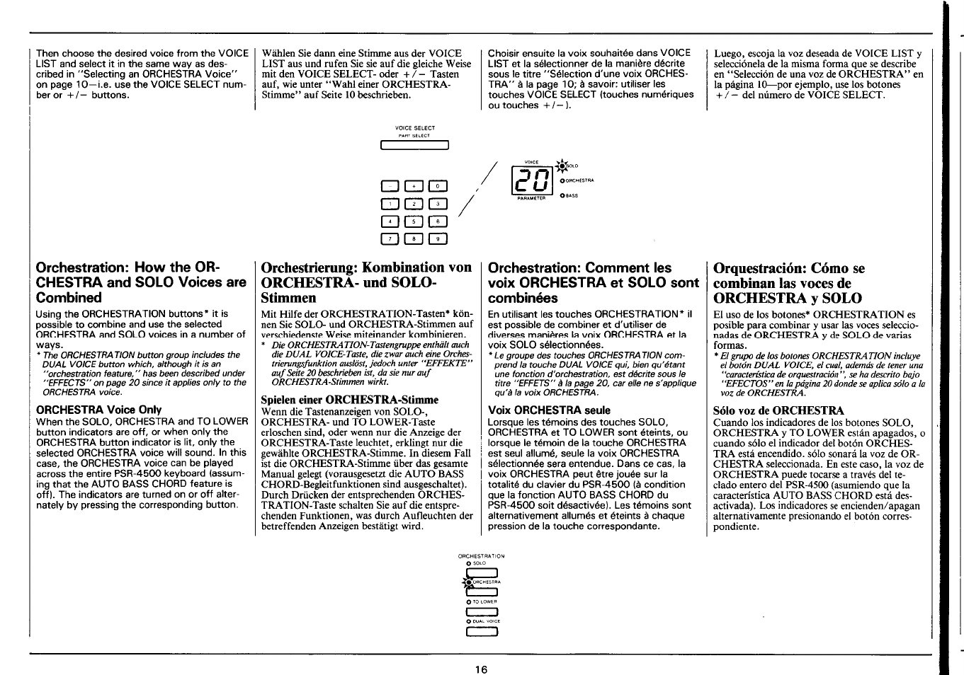 Spielen einer orchestra-stimme, Voix orchestra seule, Wahl einer orchestra-stimme | Cz) ed czi ed ed ed ed ed ed ed ed ed | Yamaha PSR-4500 User Manual | Page 18 / 48