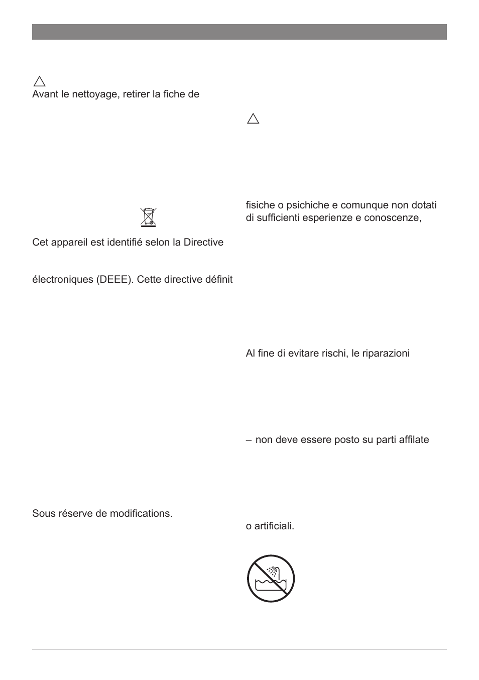 Avvertenze di sicurezza, Nettoyage et entretien, Mise au rebut | Garantie | Bosch PHS2560 Haarglätter ProSalon Home User Manual | Page 10 / 51