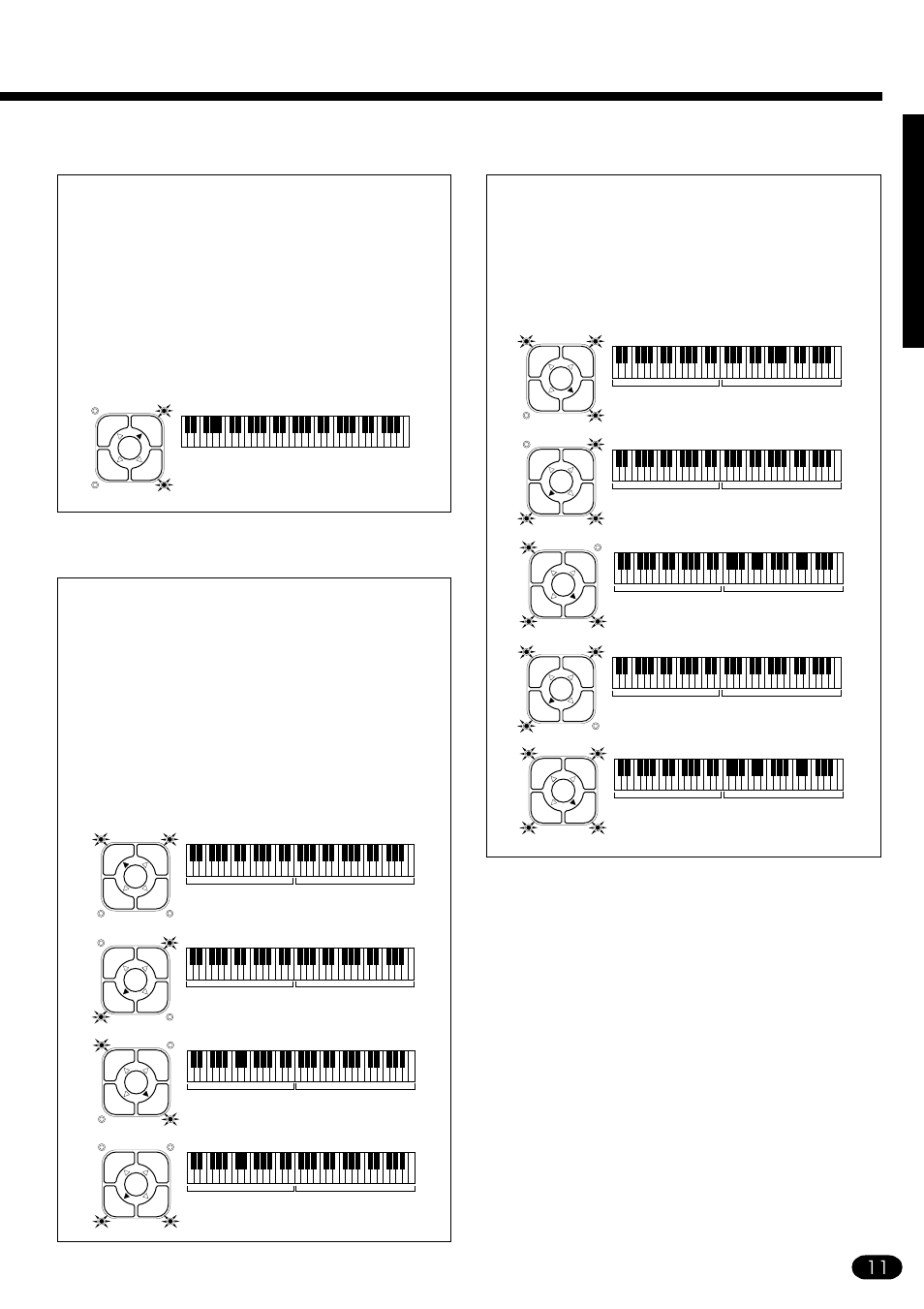 Dual mode, Split & dual modes, Split modes | Yamaha PSR-410 User Manual | Page 13 / 61