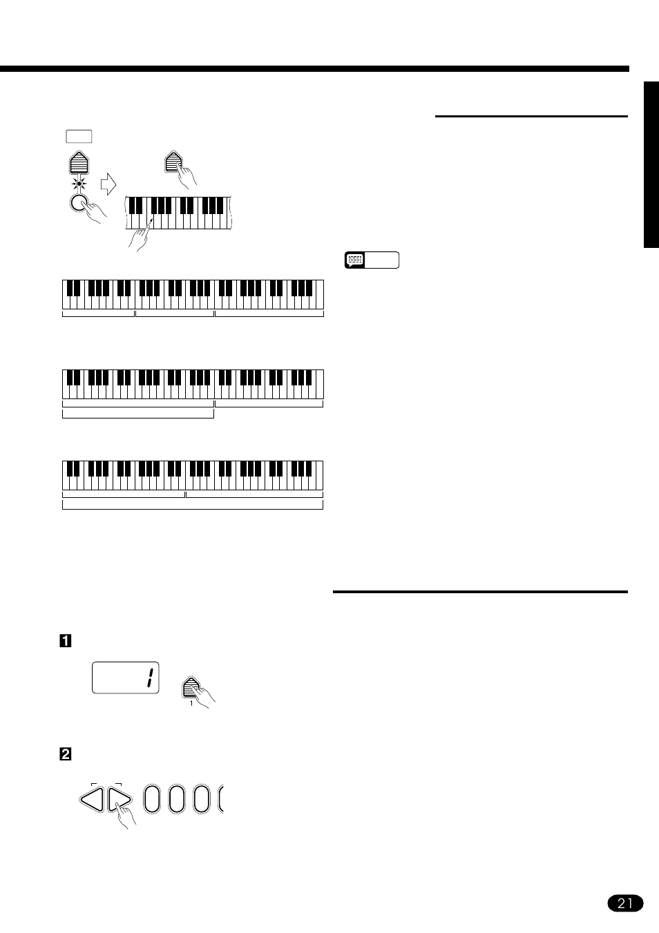 Setting the auto accompaniment split point, Auto accompaniment fingering | Yamaha PSR-410 User Manual | Page 23 / 61