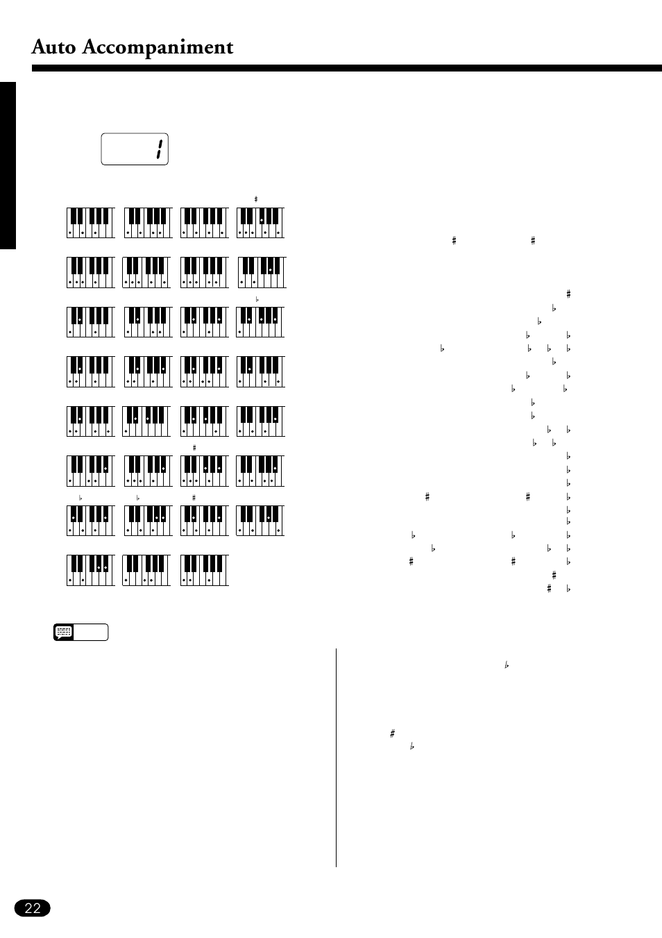 Auto accompaniment, Example for “c” chords | Yamaha PSR-410 User Manual | Page 24 / 61