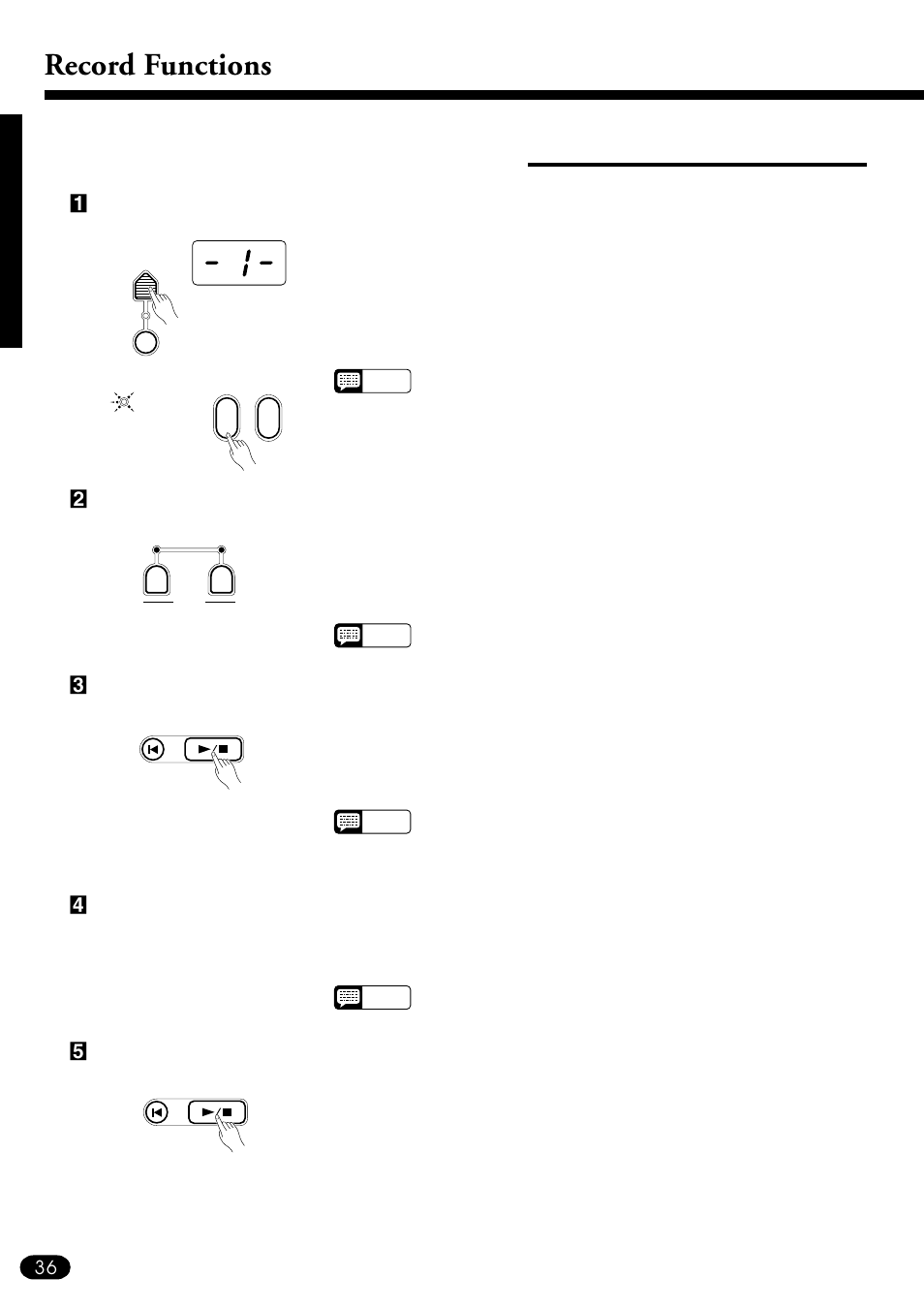 Record functions, Accompaniment and melody playback | Yamaha PSR-410 User Manual | Page 38 / 61