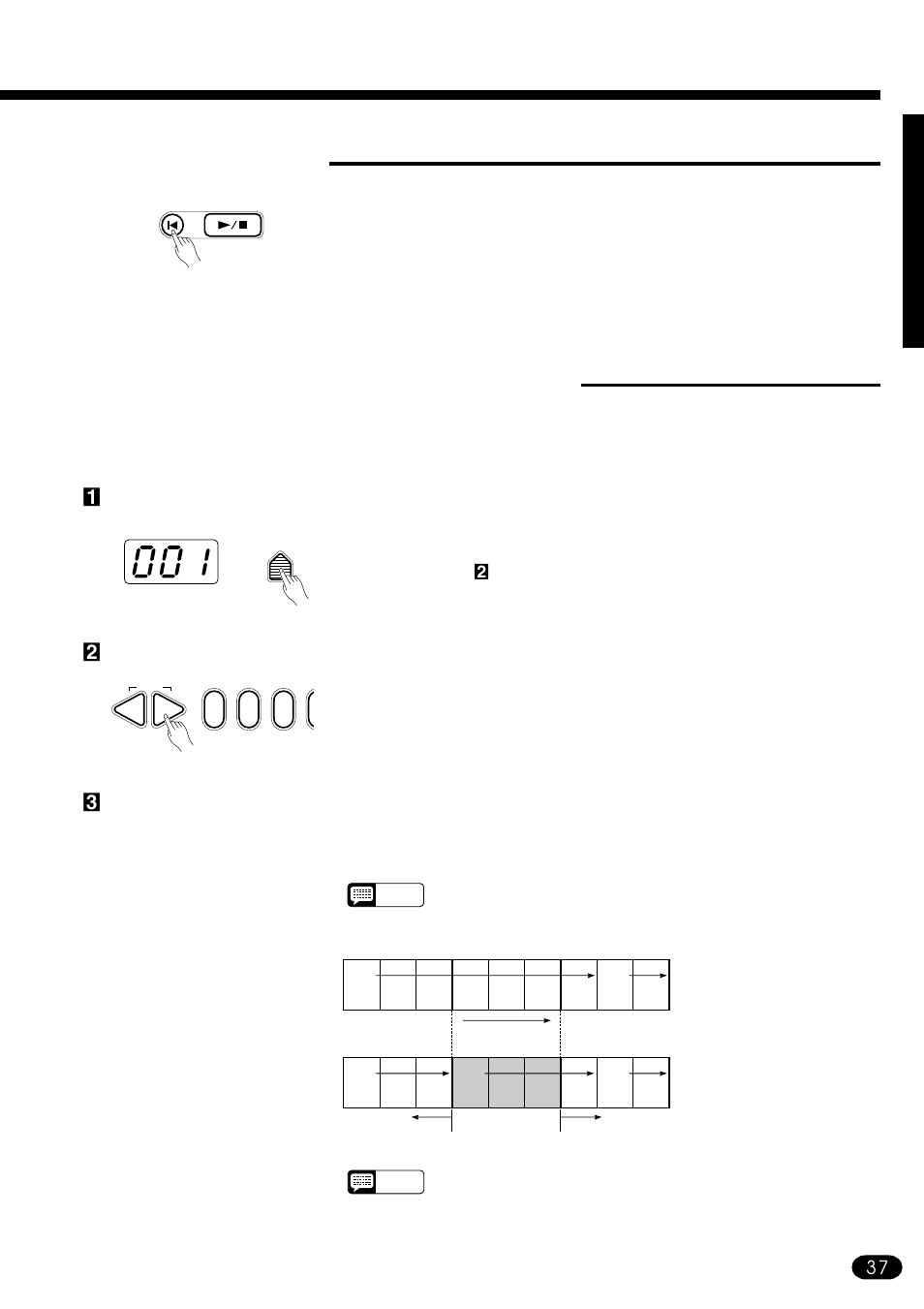 The [reset] button, Record or play from a specified measure | Yamaha PSR-410 User Manual | Page 39 / 61