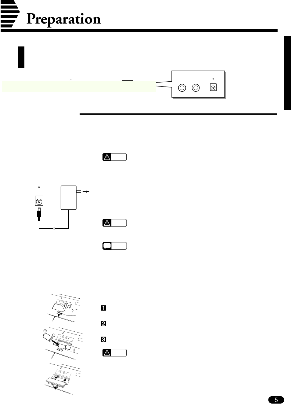 Preparation, The illustrations here are not available, Power supply | Yamaha PSR-410 User Manual | Page 7 / 61