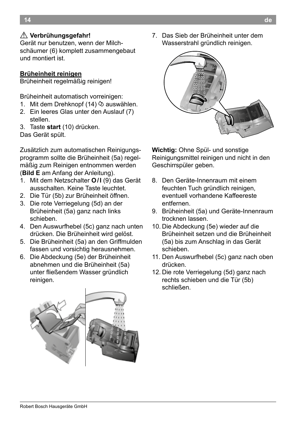 Bosch TES50251DE VeroCafe Kaffeevollautomat silber User Manual | Page 18 / 90