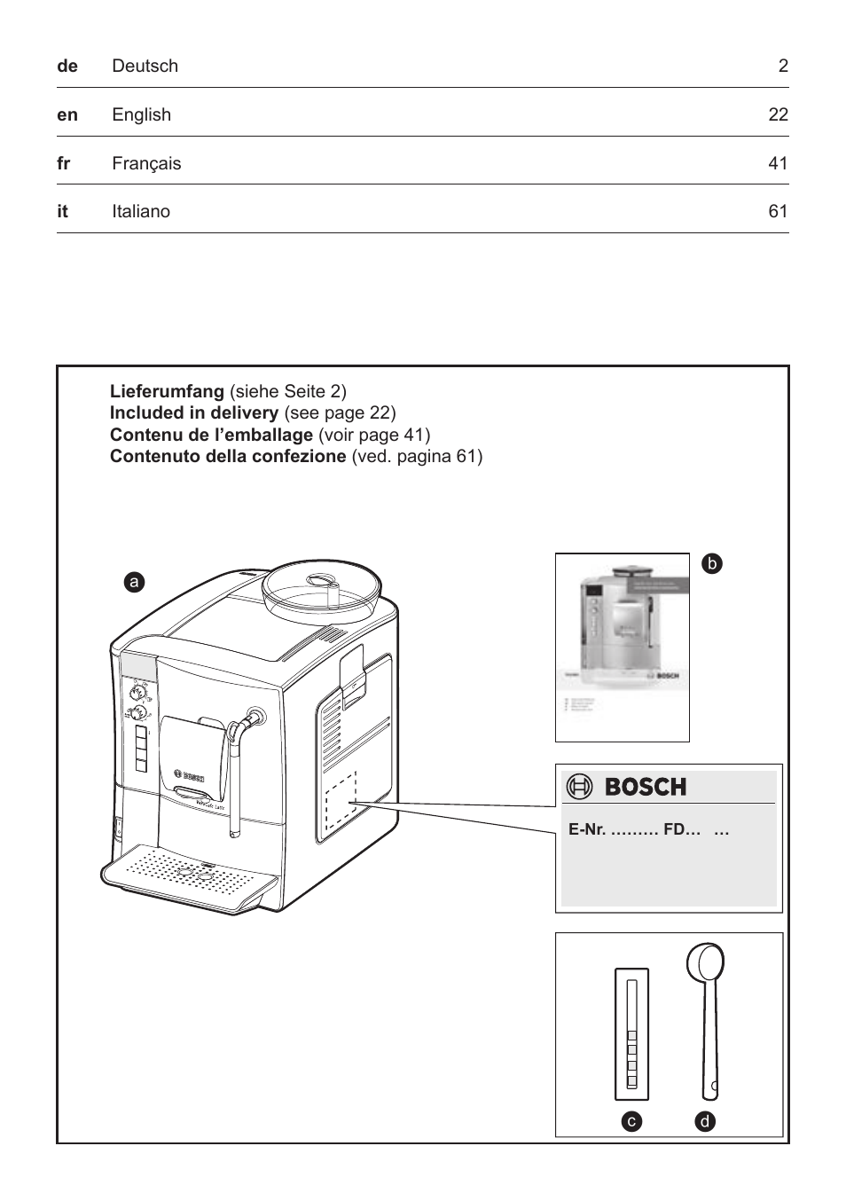 Bosch TES50251DE VeroCafe Kaffeevollautomat silber User Manual | Page 2 / 90