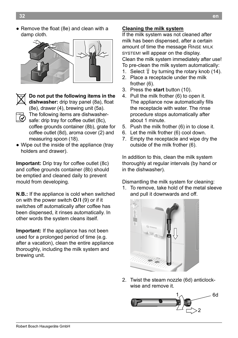 Bosch TES50251DE VeroCafe Kaffeevollautomat silber User Manual | Page 36 / 90