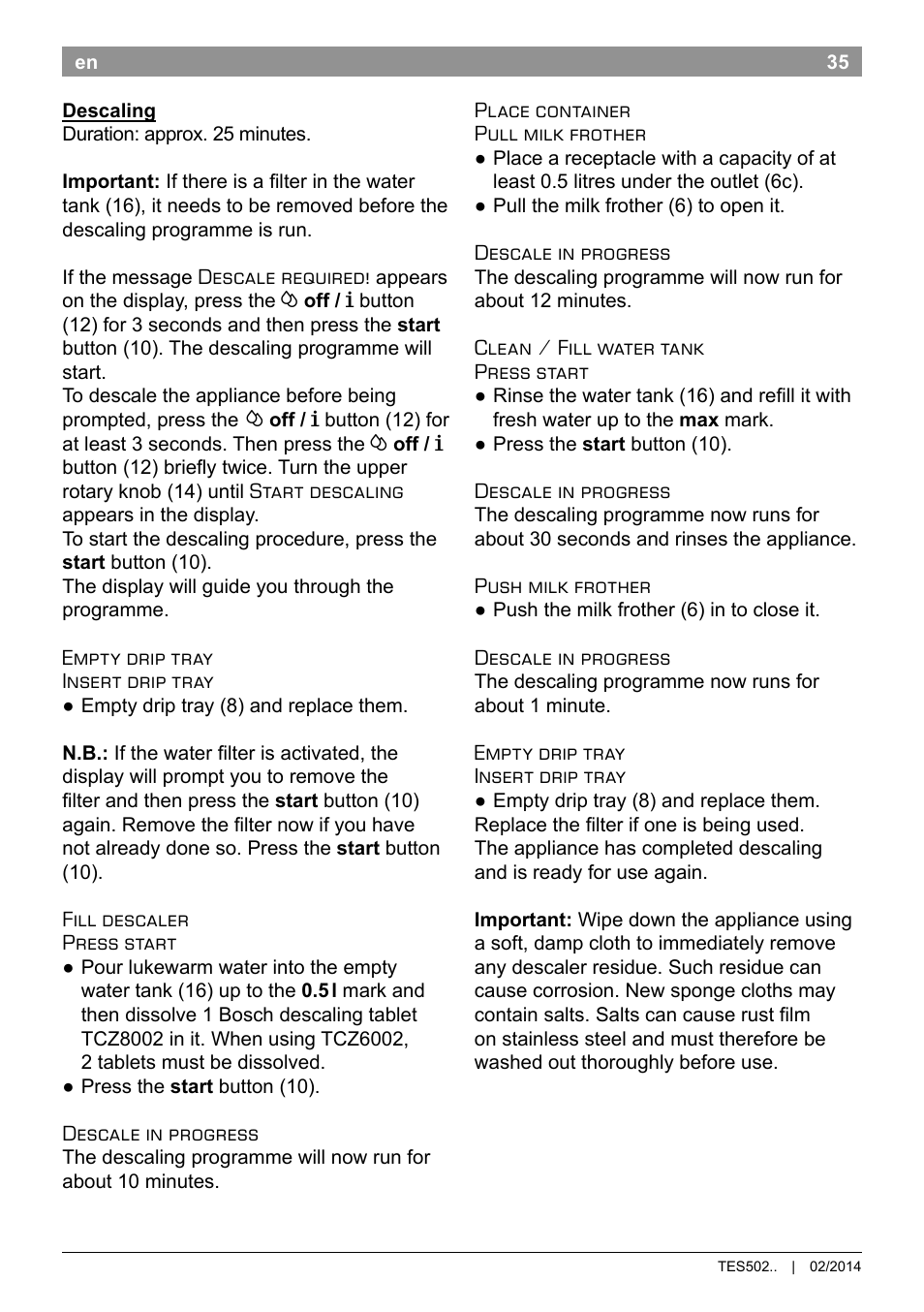 Bosch TES50251DE VeroCafe Kaffeevollautomat silber User Manual | Page 39 / 90