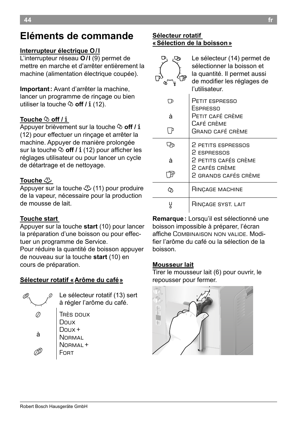 Eléments de commande | Bosch TES50251DE VeroCafe Kaffeevollautomat silber User Manual | Page 48 / 90