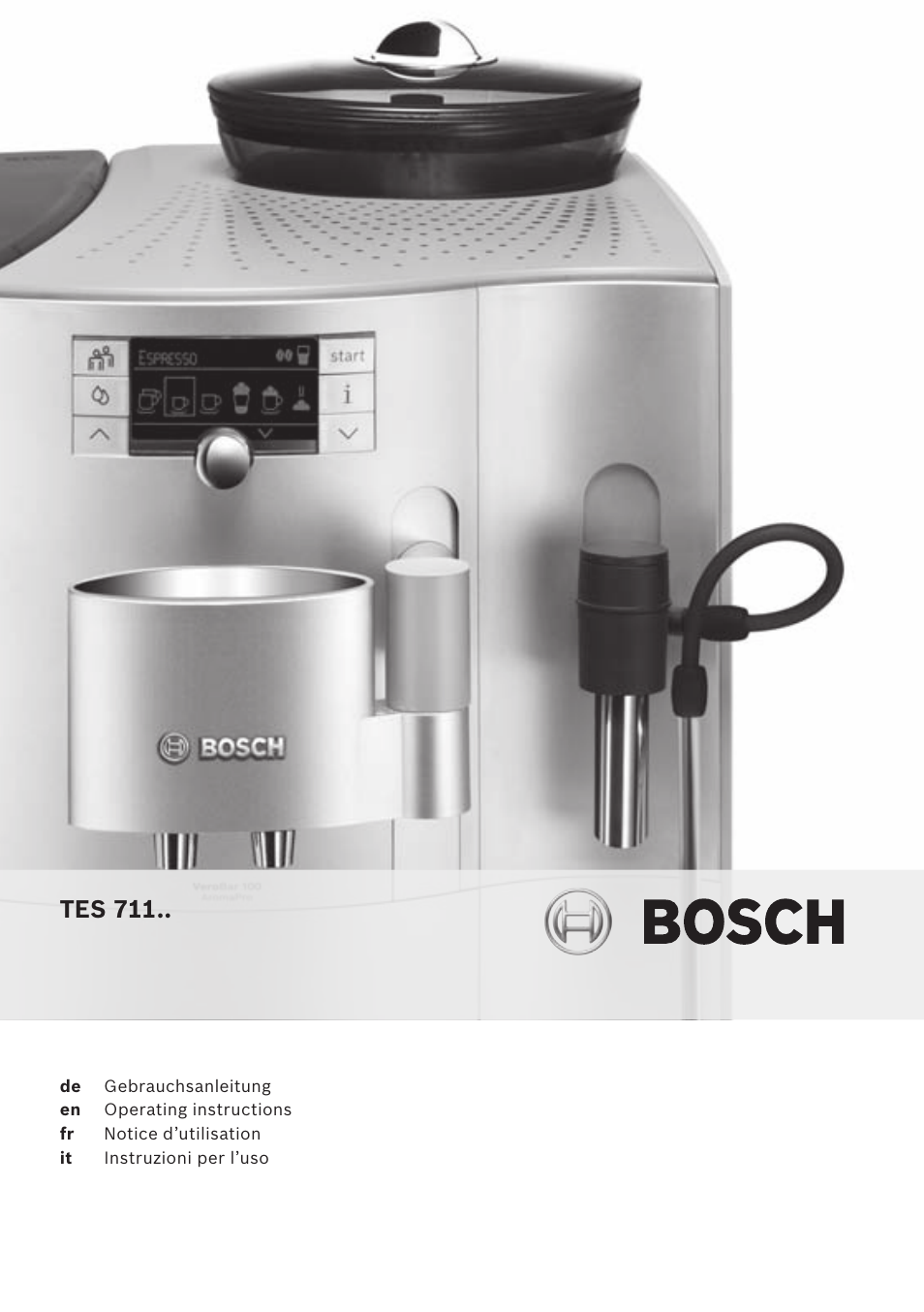 Bosch TES71151DE VeroBar AromaPro 100 Espresso-Kaffeevollautomat silber User Manual | 104 pages