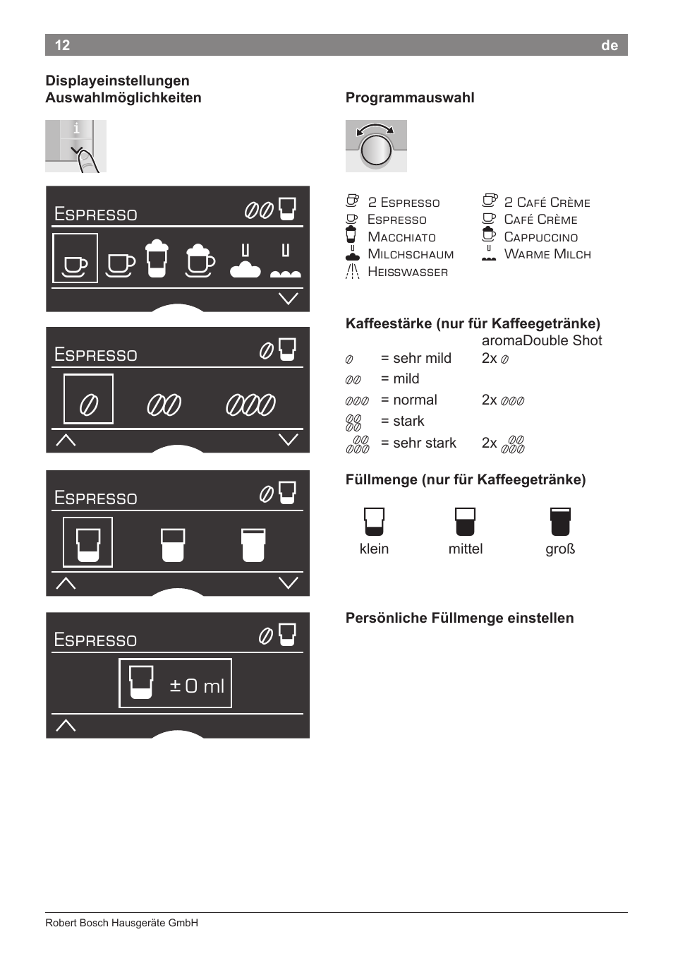 Н� р т, Е ж и й | Bosch TES71151DE VeroBar AromaPro 100 Espresso-Kaffeevollautomat silber User Manual | Page 12 / 104