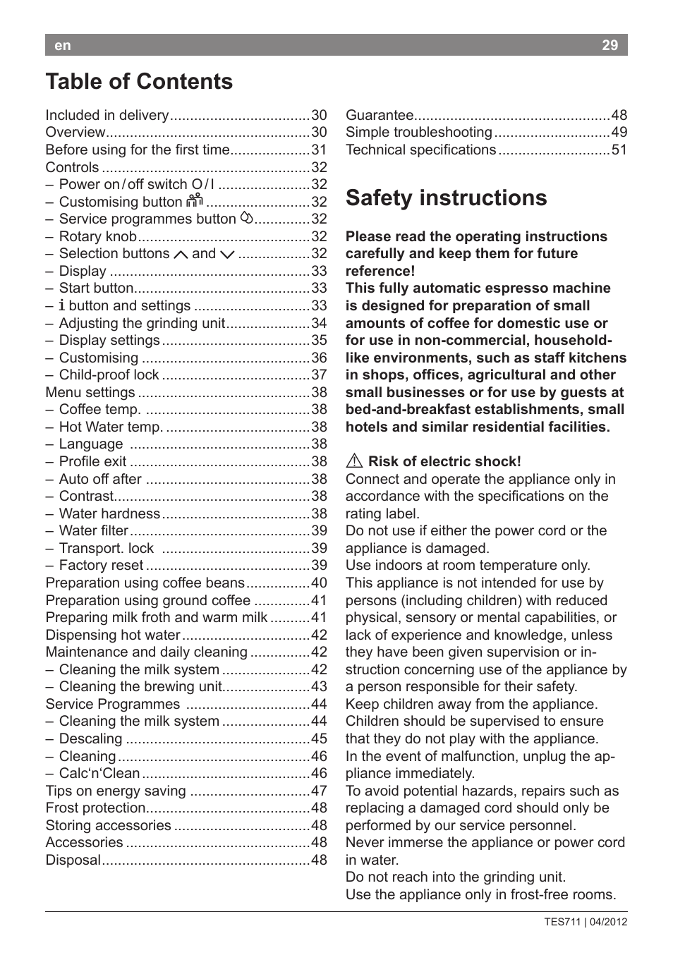 Bosch TES71151DE VeroBar AromaPro 100 Espresso-Kaffeevollautomat silber User Manual | Page 29 / 104