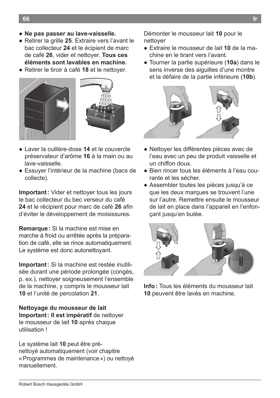 Bosch TES71151DE VeroBar AromaPro 100 Espresso-Kaffeevollautomat silber User Manual | Page 66 / 104