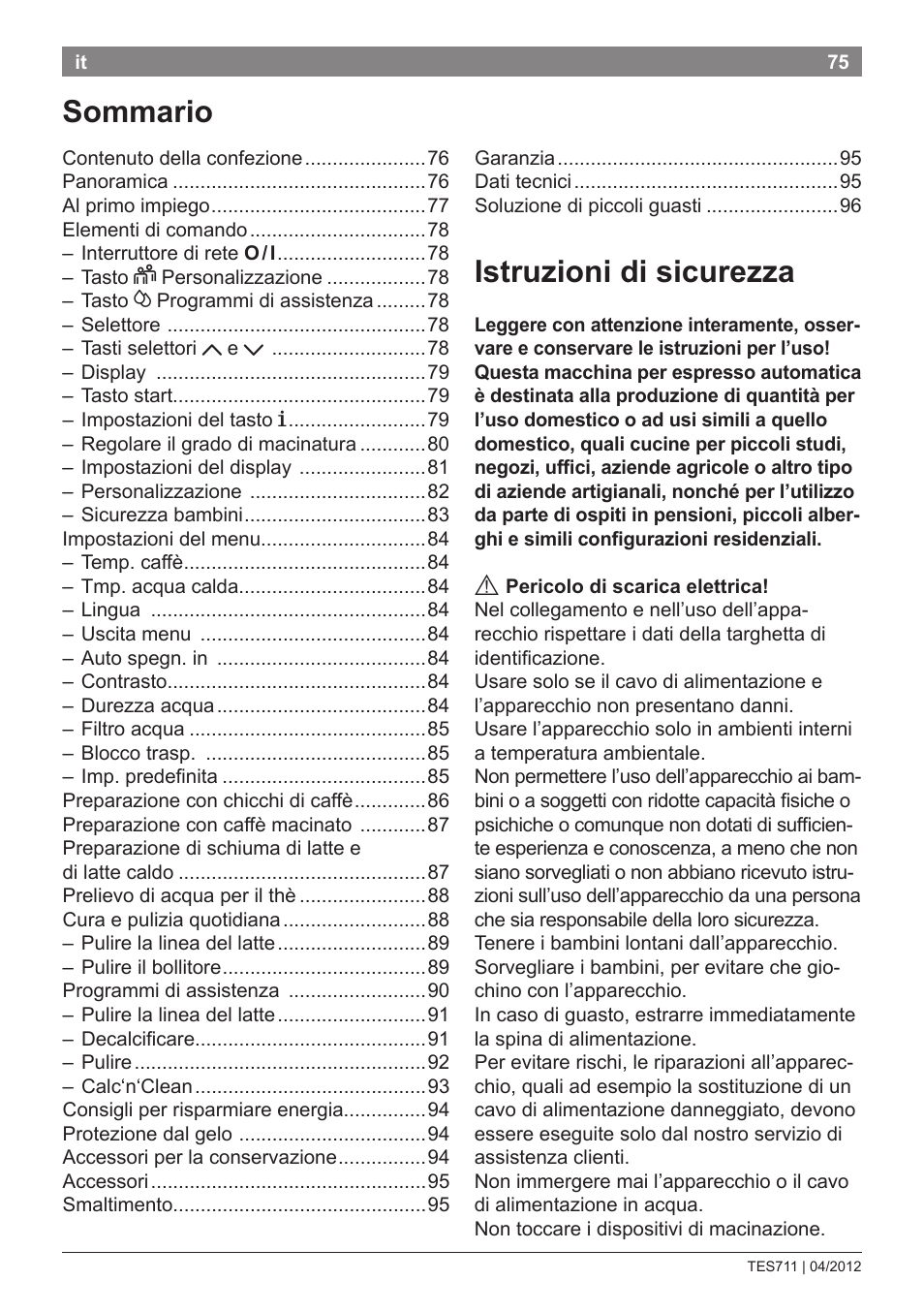 Bosch TES71151DE VeroBar AromaPro 100 Espresso-Kaffeevollautomat silber User Manual | Page 75 / 104