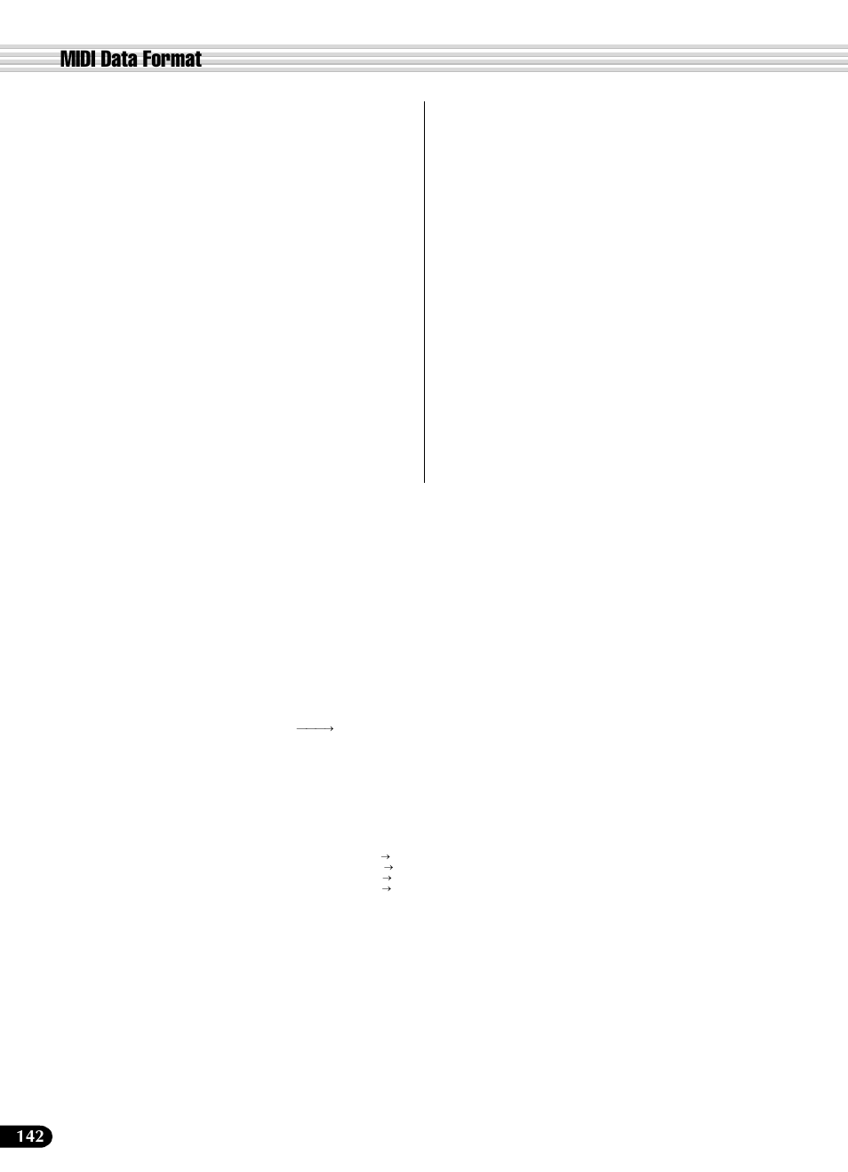 Midi data format | Yamaha PSR-540 User Manual | Page 142 / 160