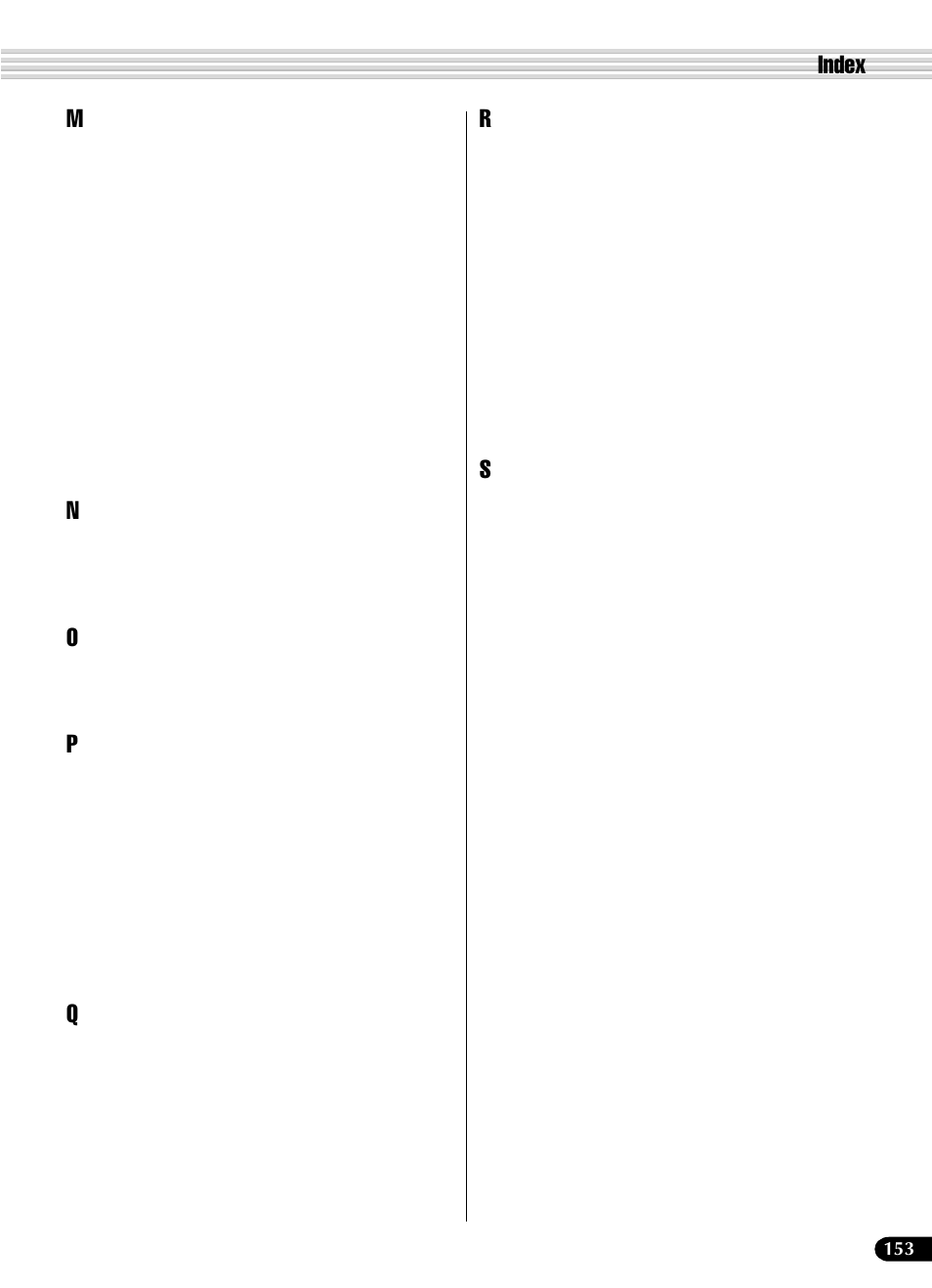 Index m | Yamaha PSR-540 User Manual | Page 153 / 160