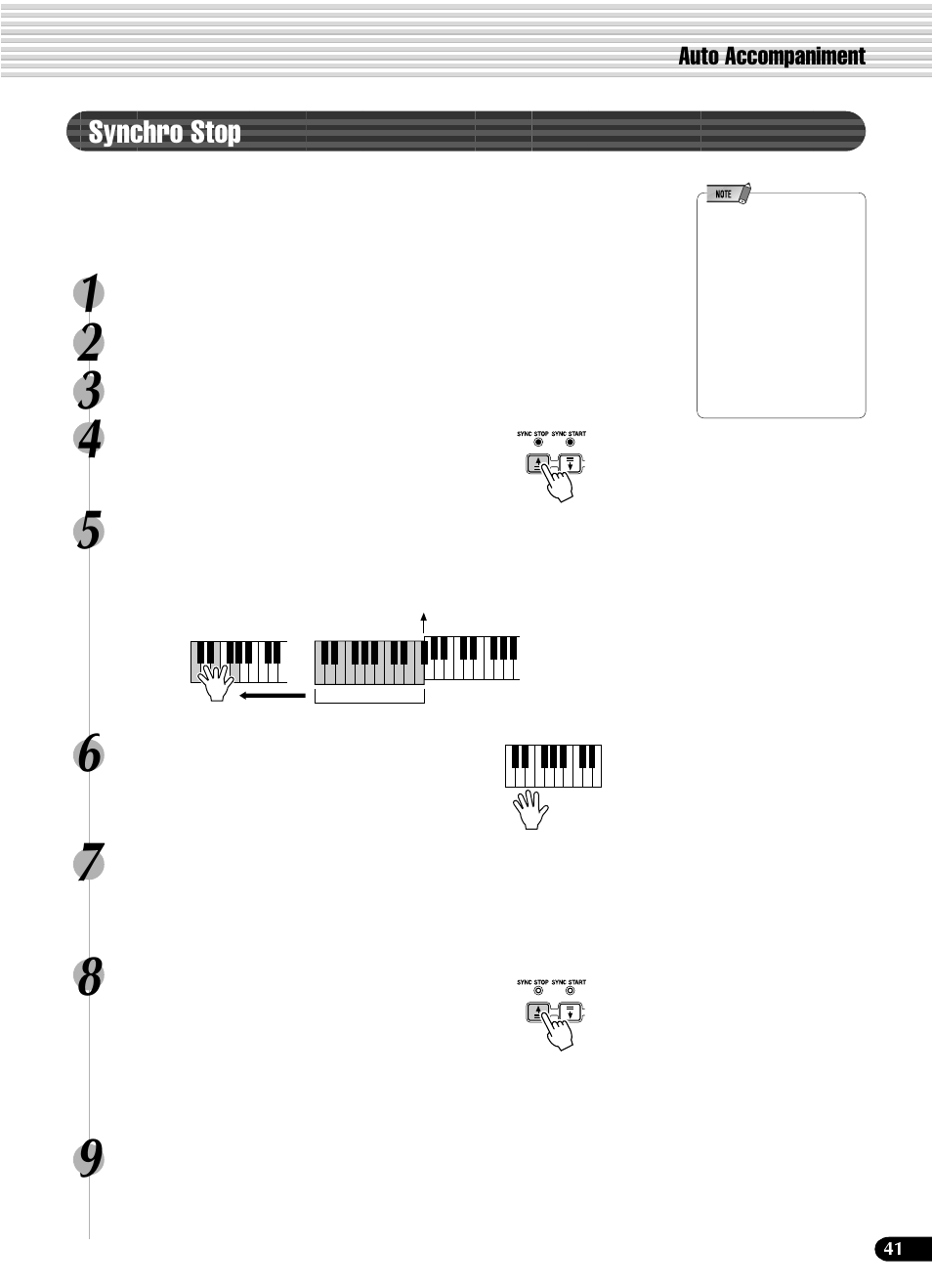 Synchro stop | Yamaha PSR-540 User Manual | Page 41 / 160