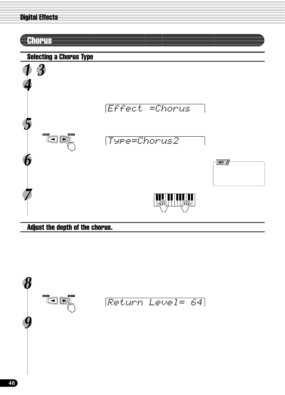 Chorus | Yamaha PSR-540 User Manual | Page 48 / 160